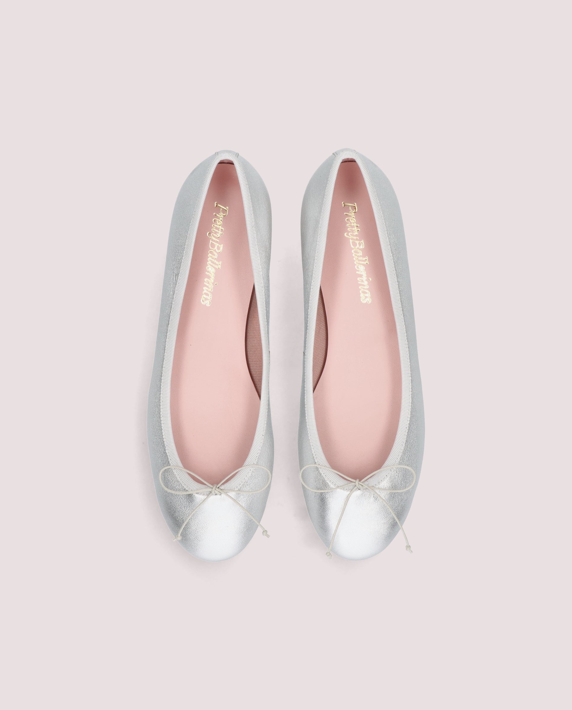 Nicole ballerina in soft silver metallic leather