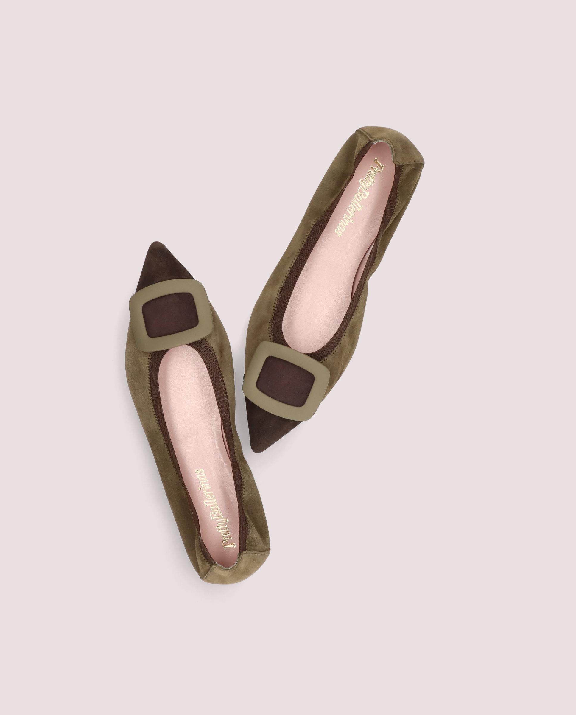 Ballerines en daim vert Ella