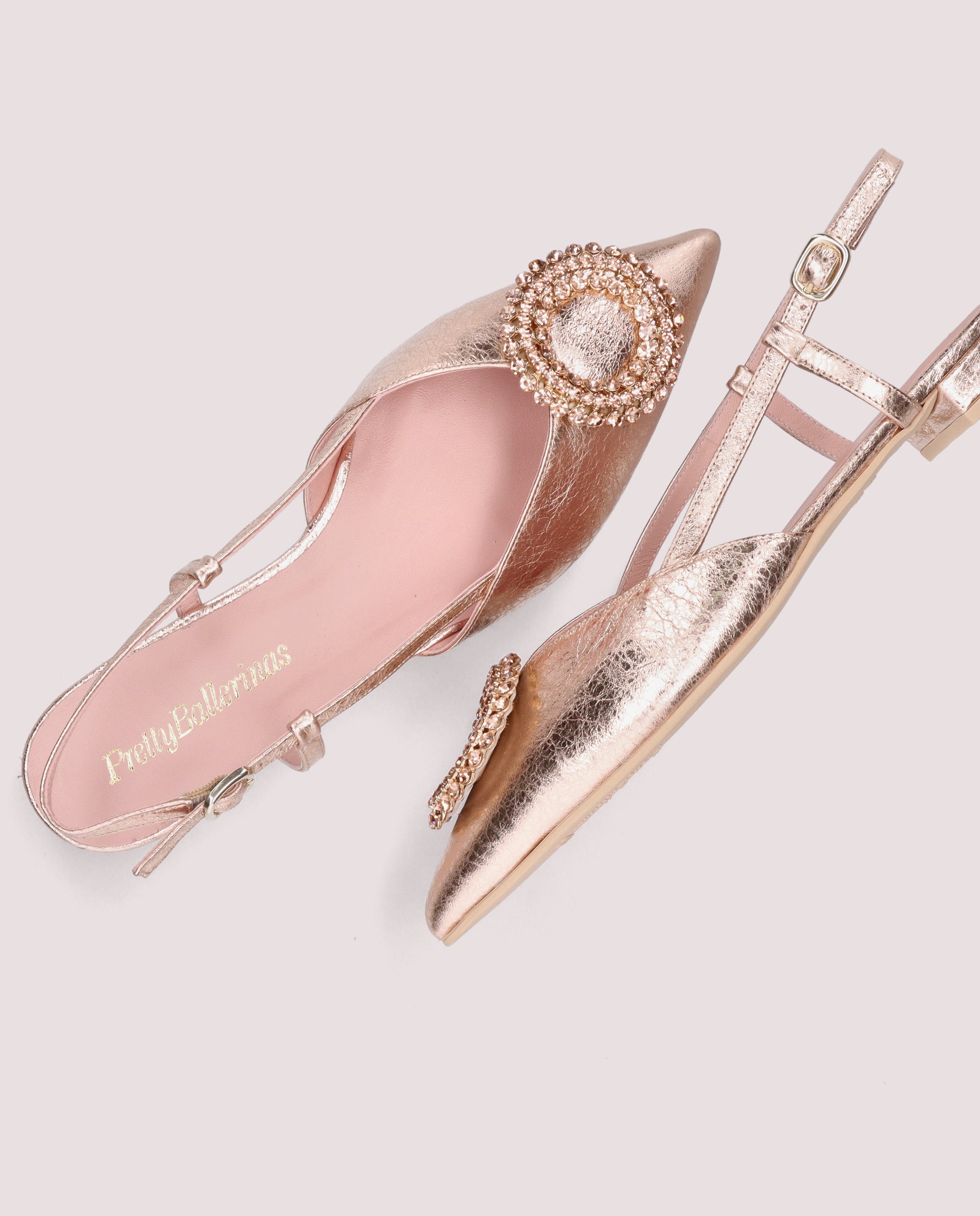 Clementine Ballet Flats in ORANGE METALLIC LEATHERS