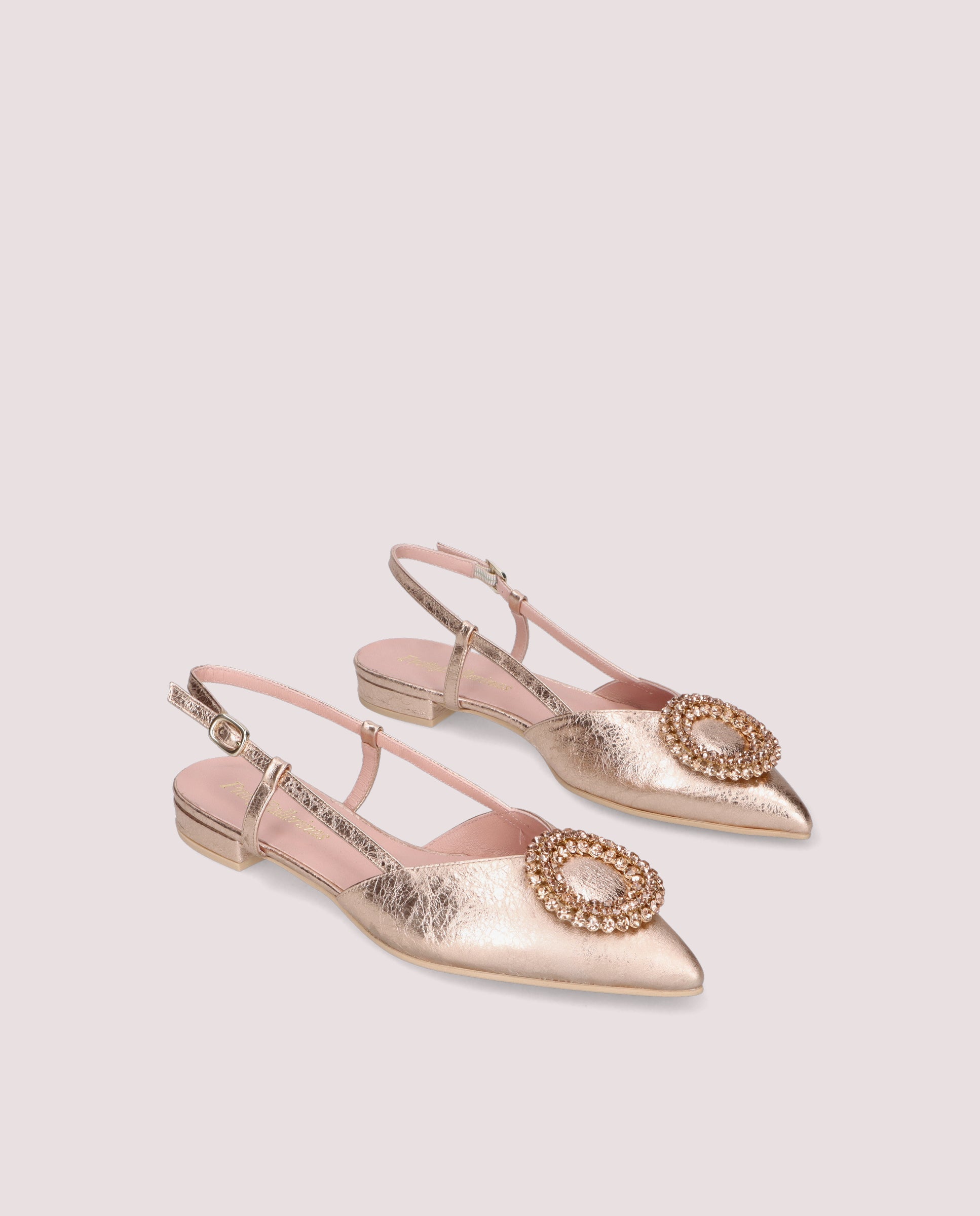 Clementine Ballet Flats in ORANGE METALLIC LEATHERS