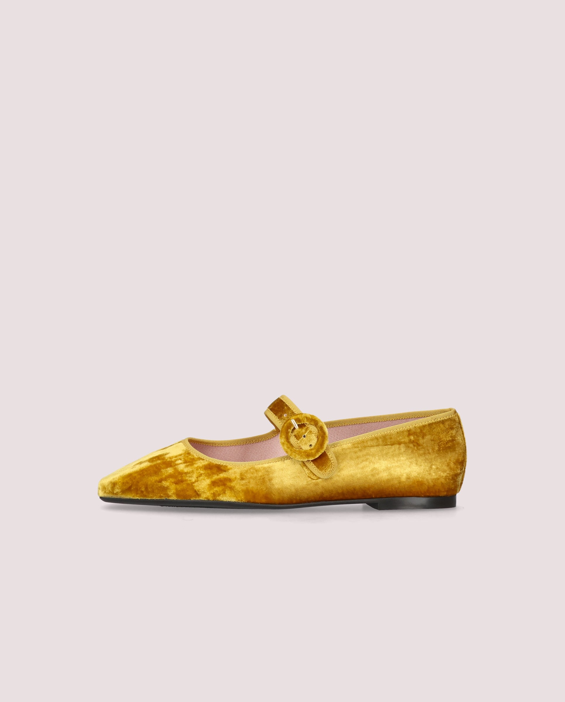 Camille ballerina in ochre velvet