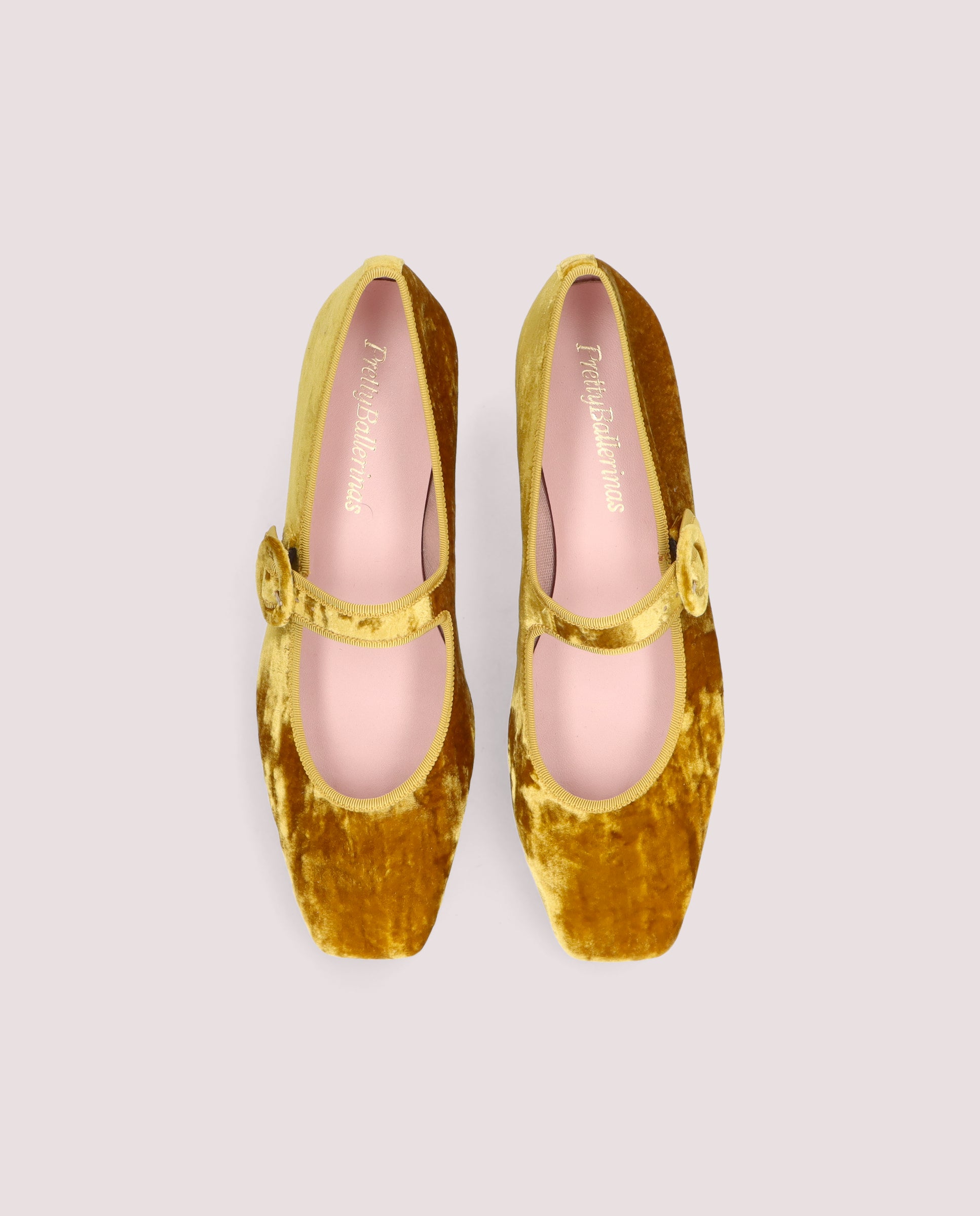 Camille ballerina in ochre velvet