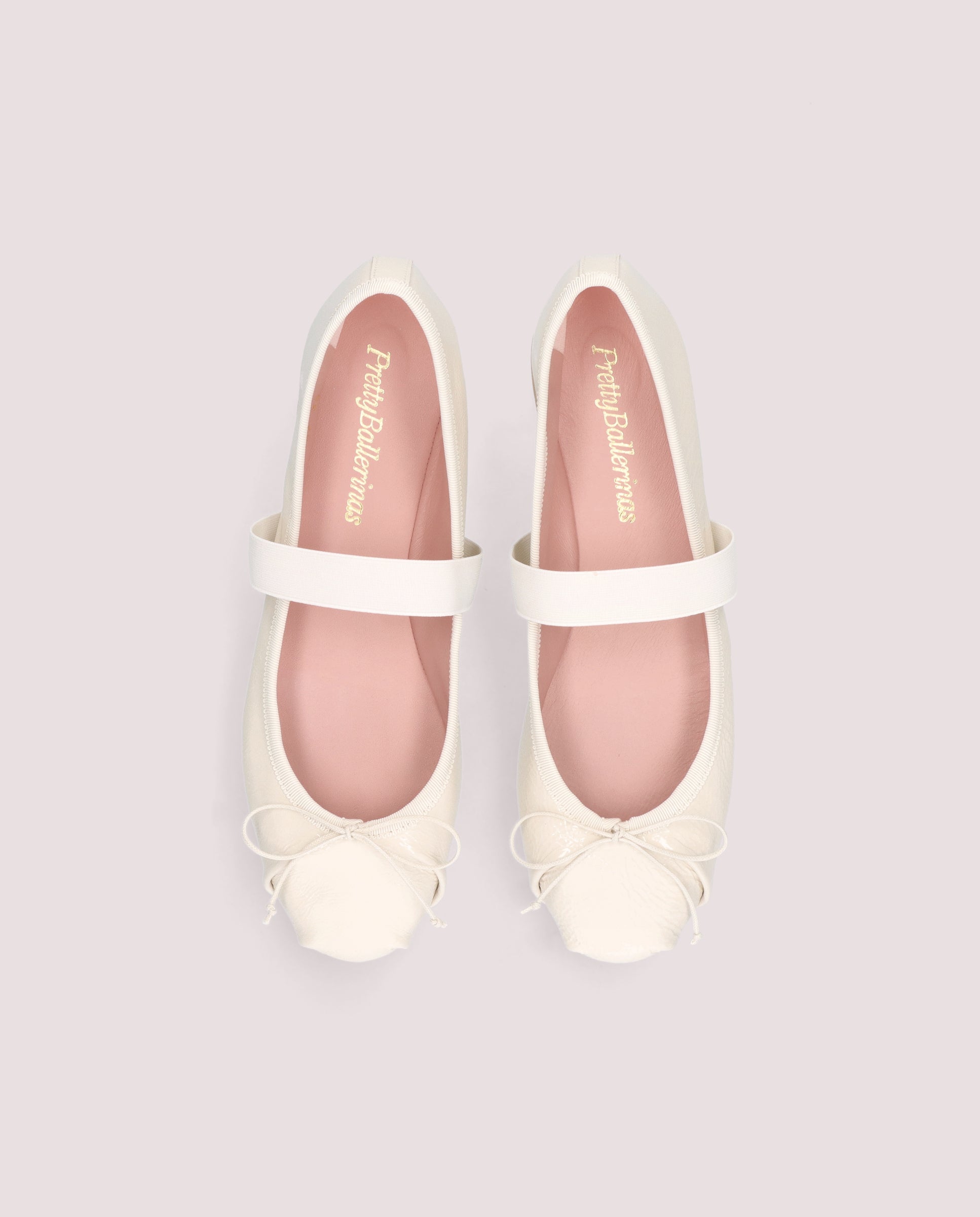 Nicole ballerina in ivory patent leather