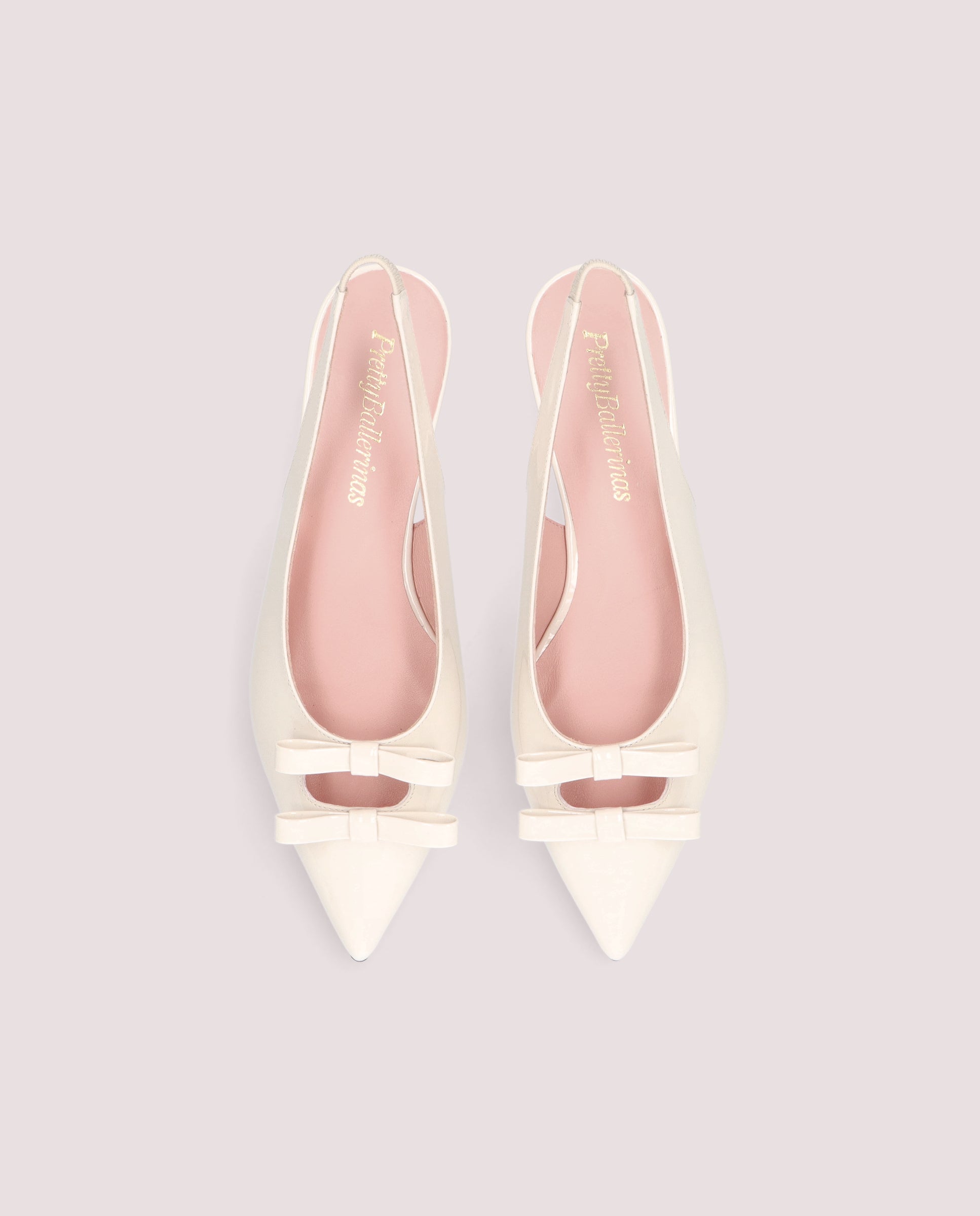 Clementine ballerina in ivory patent leather