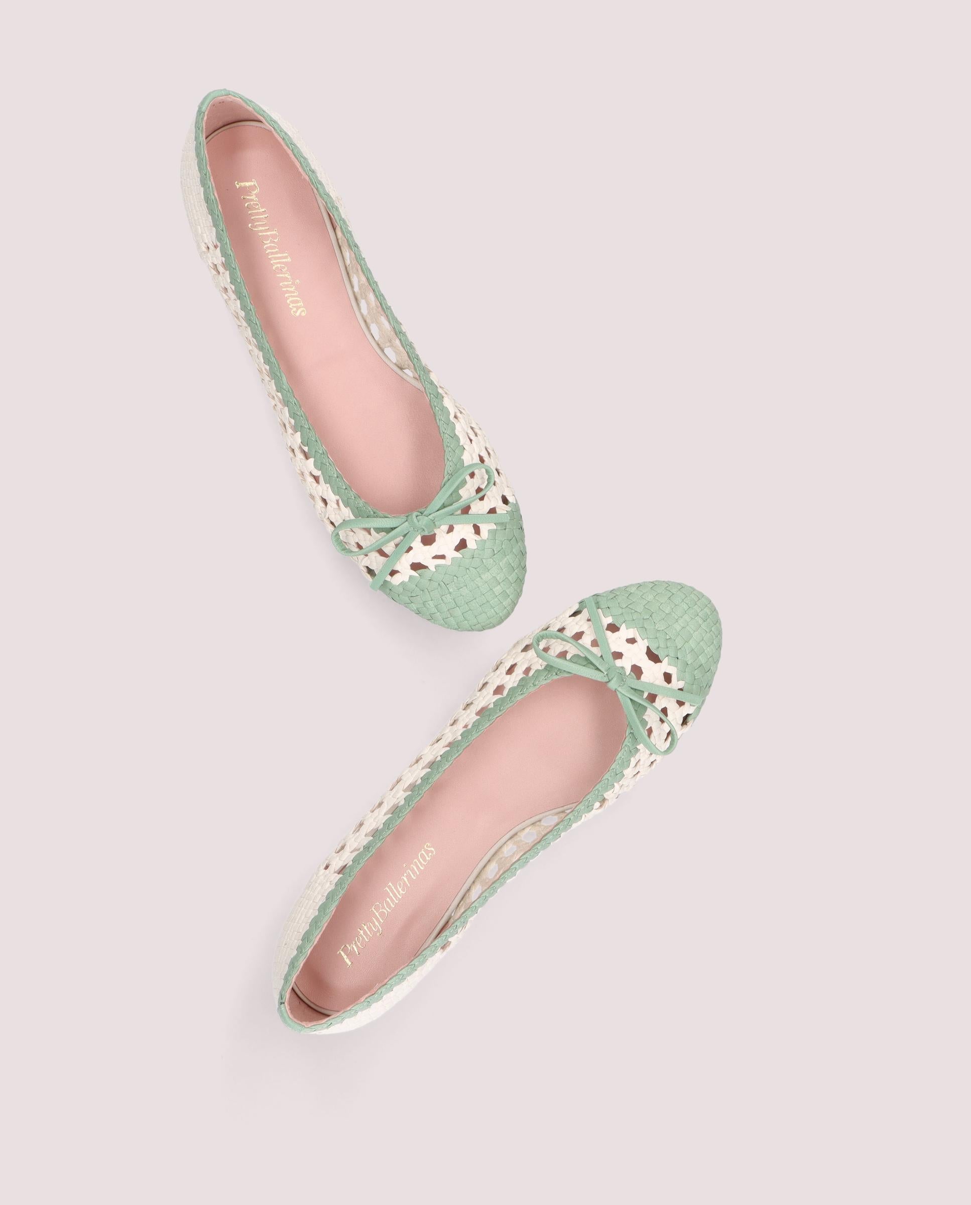 Nicole GREEN LEATHER Ballet Flats