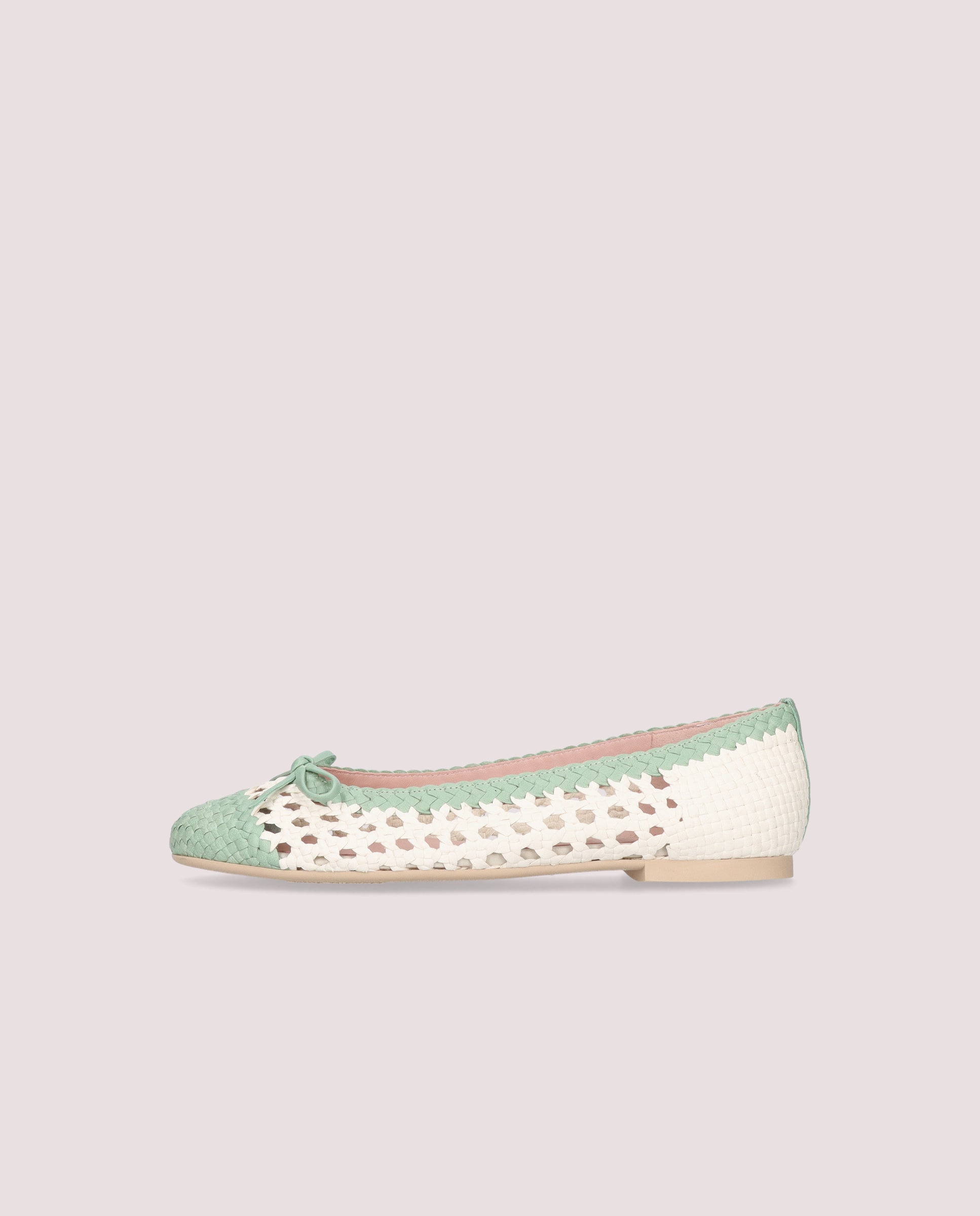Nicole GREEN LEATHER Ballet Flats