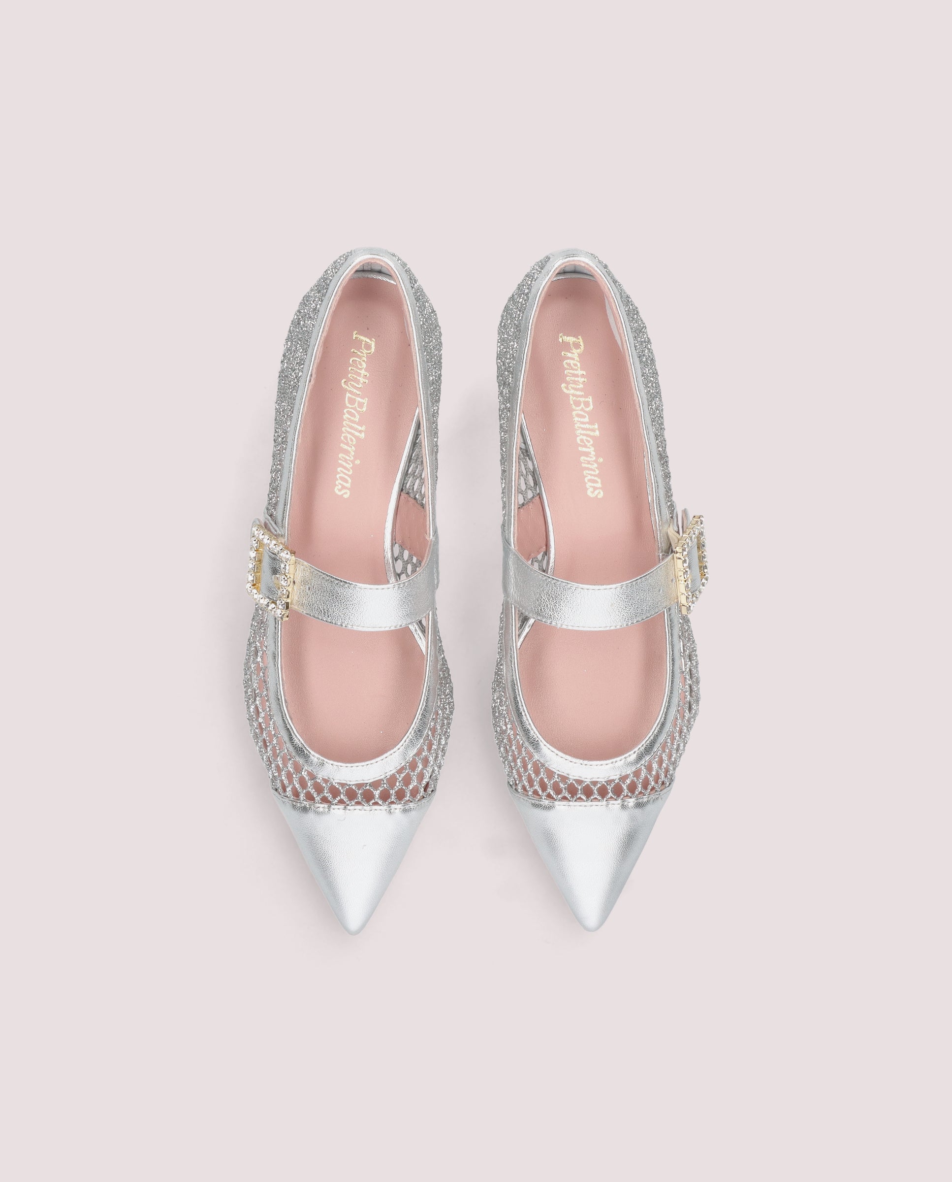 Pretty Ballerinas ELLA ビジュー フラットシューズ Ella Ballet Flats SILVER RED