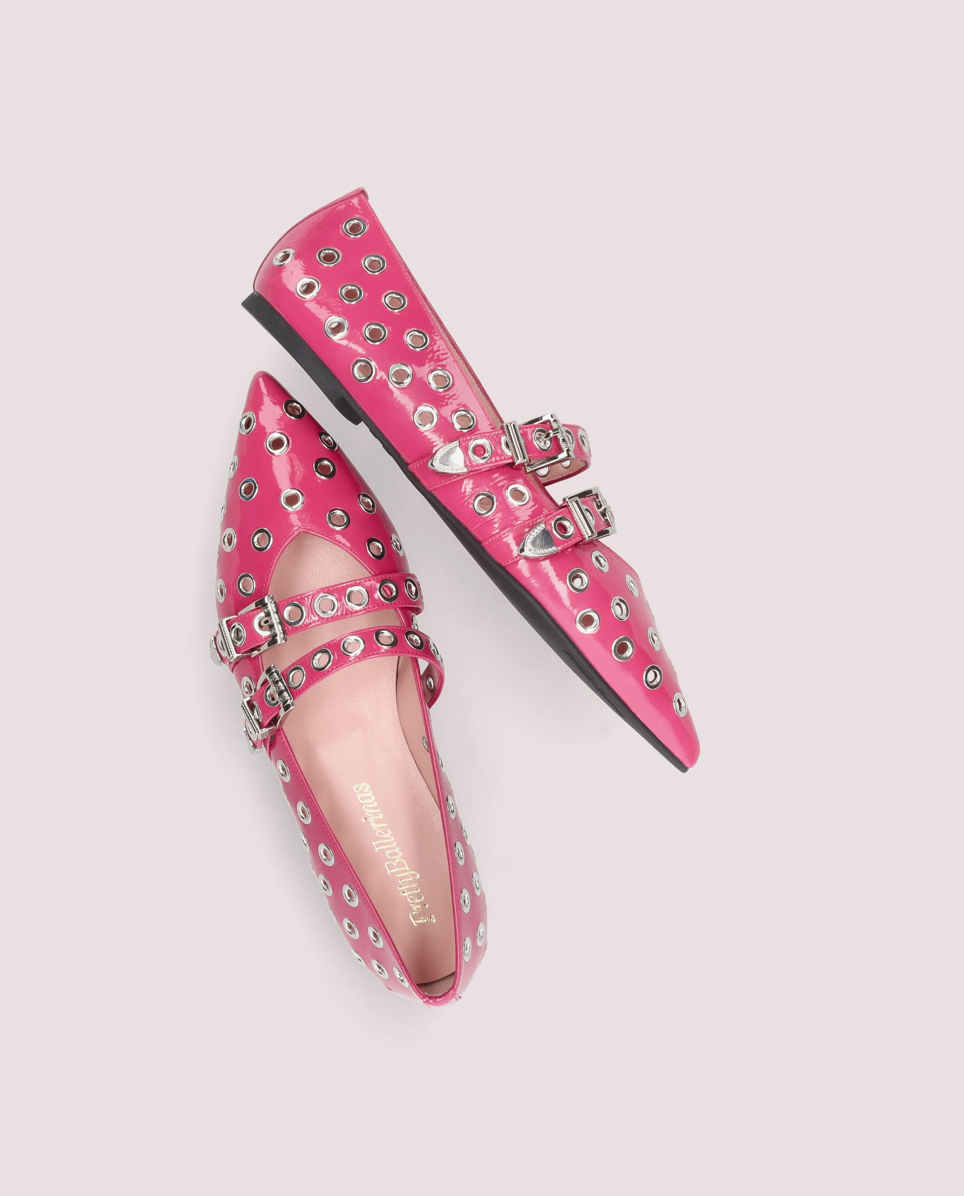 Ella Patent Leather Ballet Flats in PINK