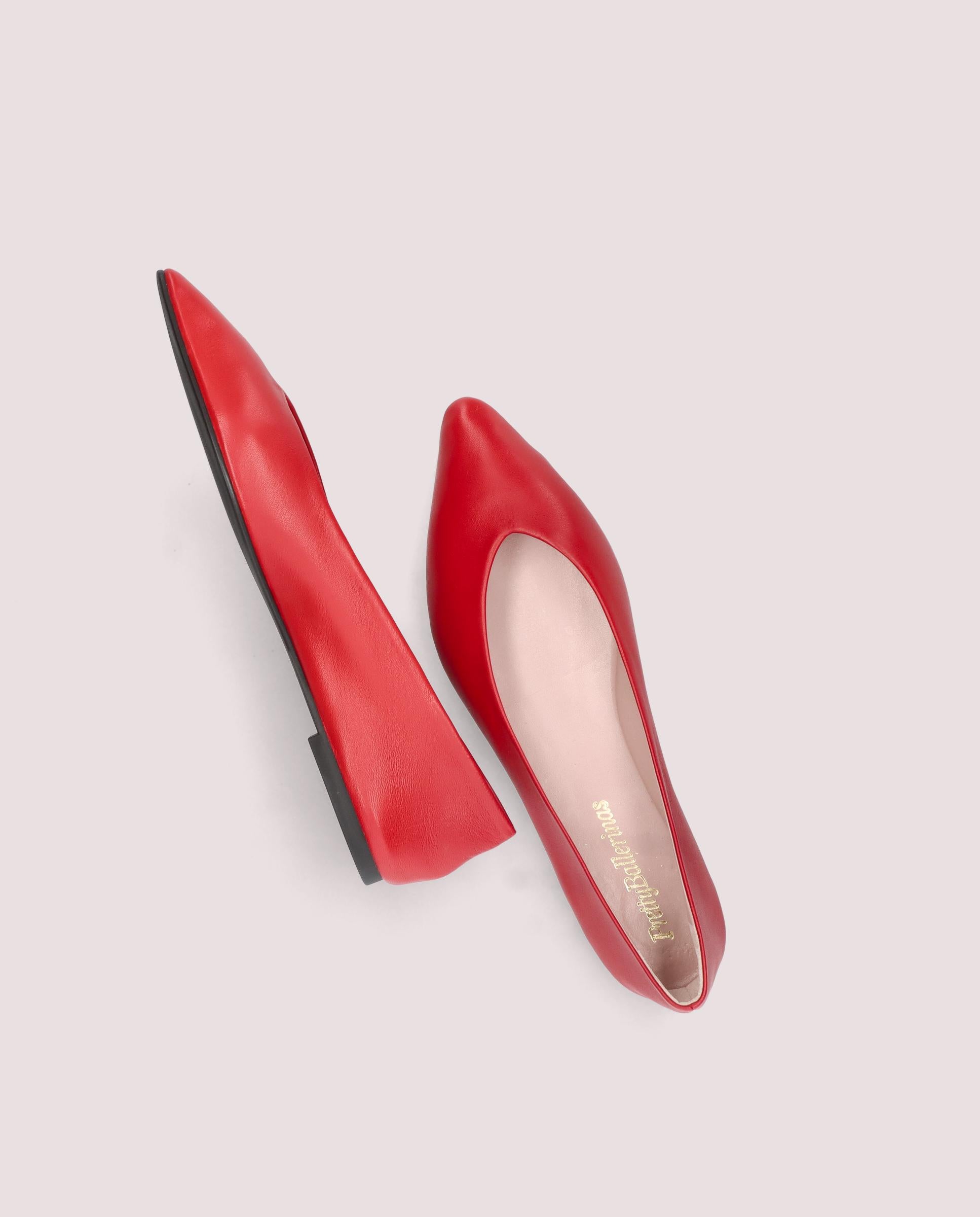 TYRA RED LEATHER Ballet Flats