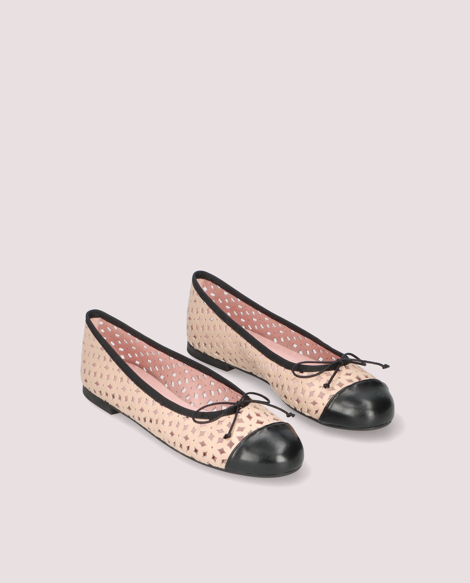 Image of Nicole ballerina in nude perforated leather by PrettyBallerinas