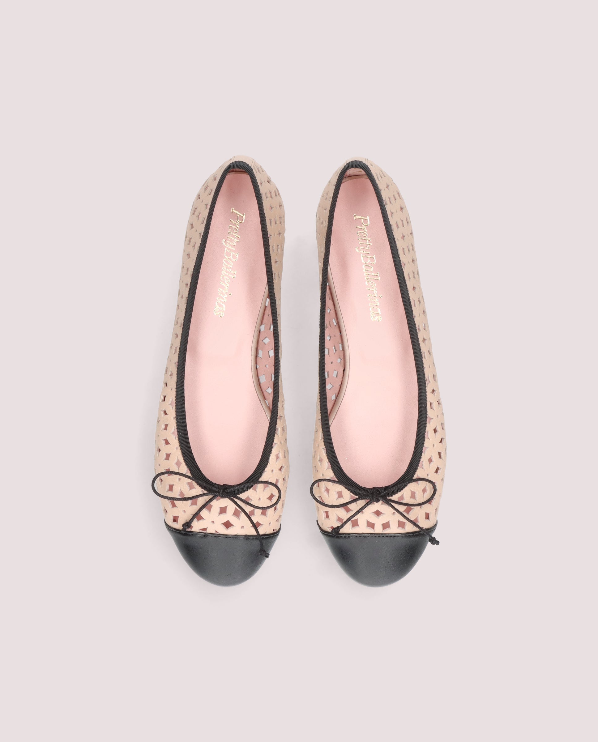 Nicole ballerina in nude perforated leather