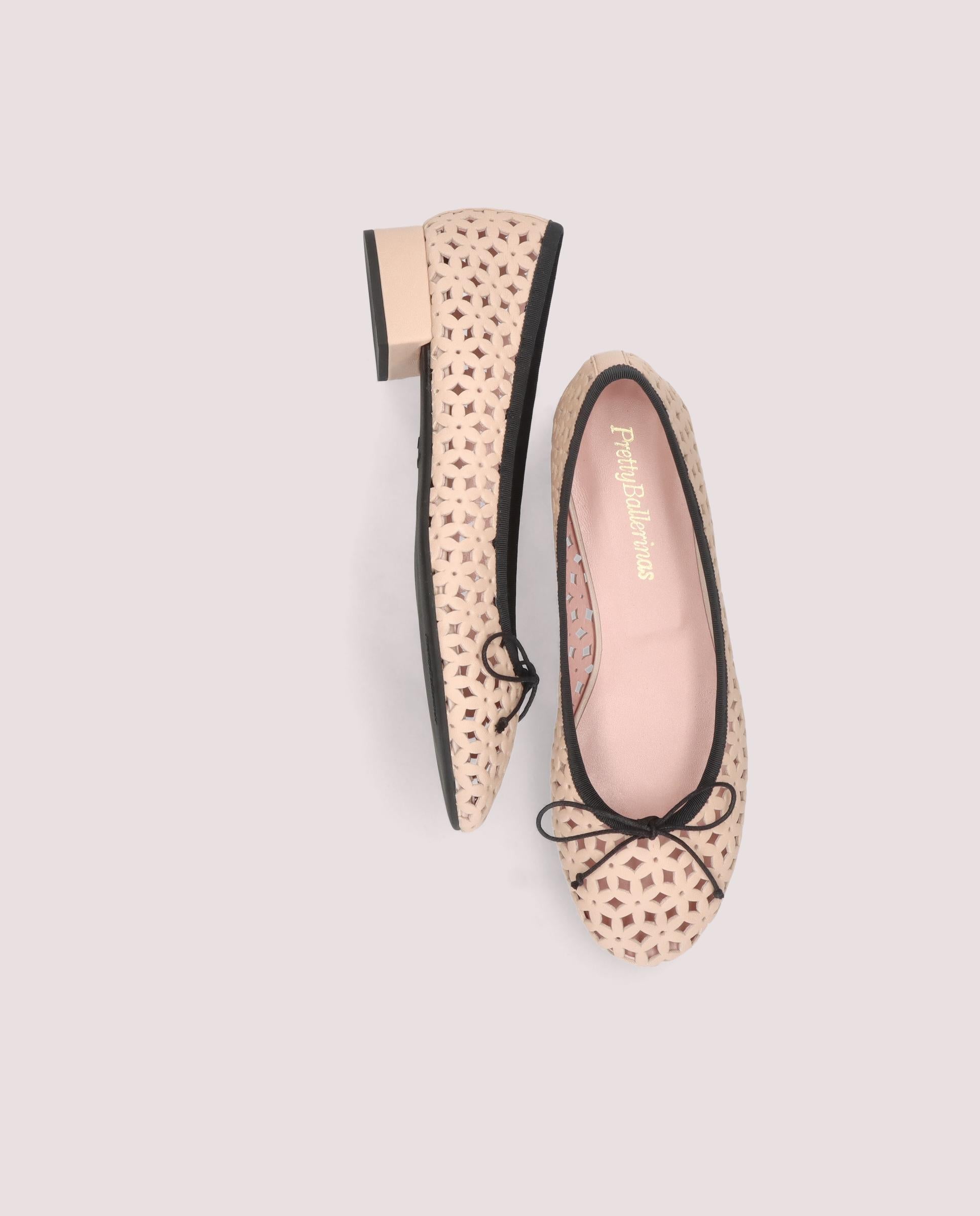 Gretschen ballerina in nude perforated leather