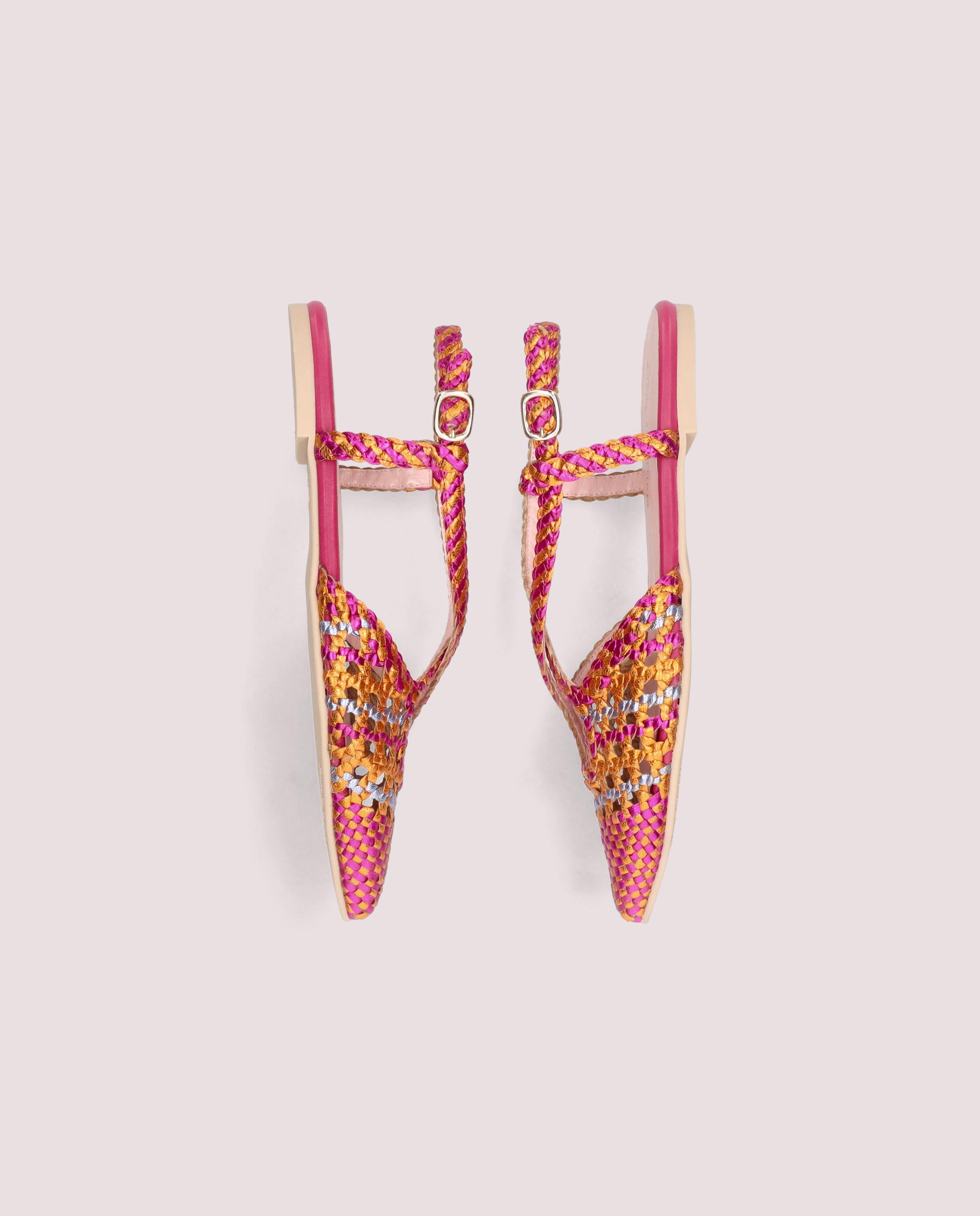 Ella ballerina in multicoloured woven leather