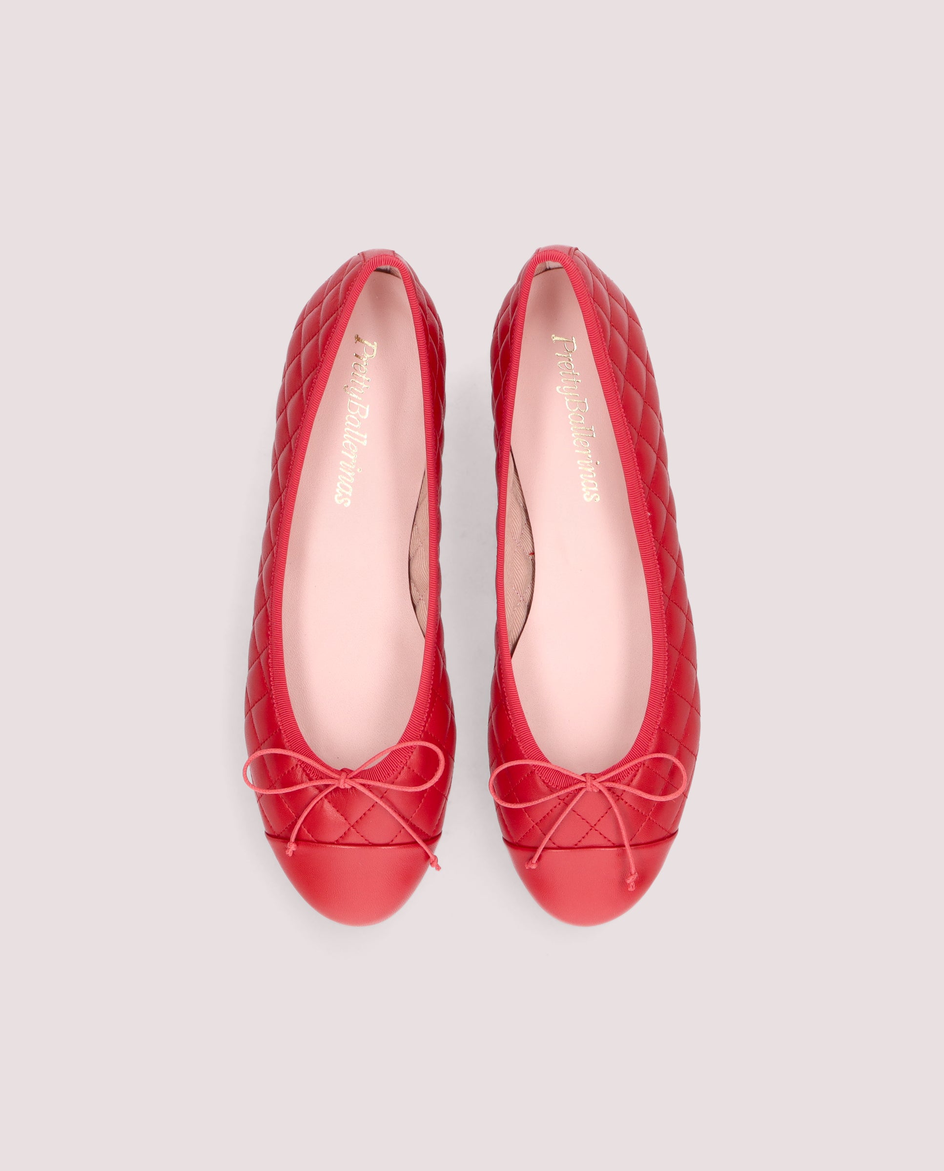 Nicole ballerina in red quilted leather