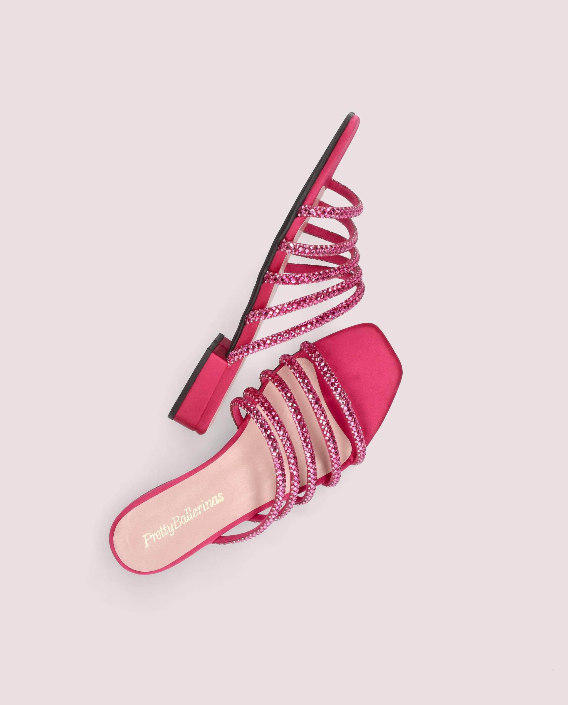 Sandales en tissu rose Eva