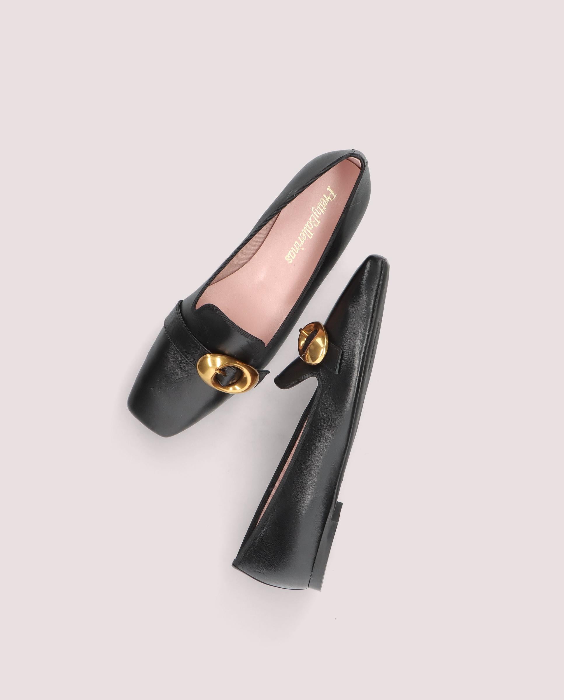 Mocassins en cuir noir Camille