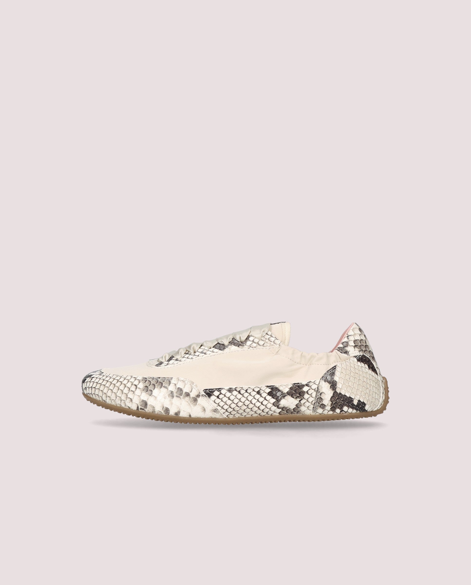 Blue Sneaker in snake printed leather