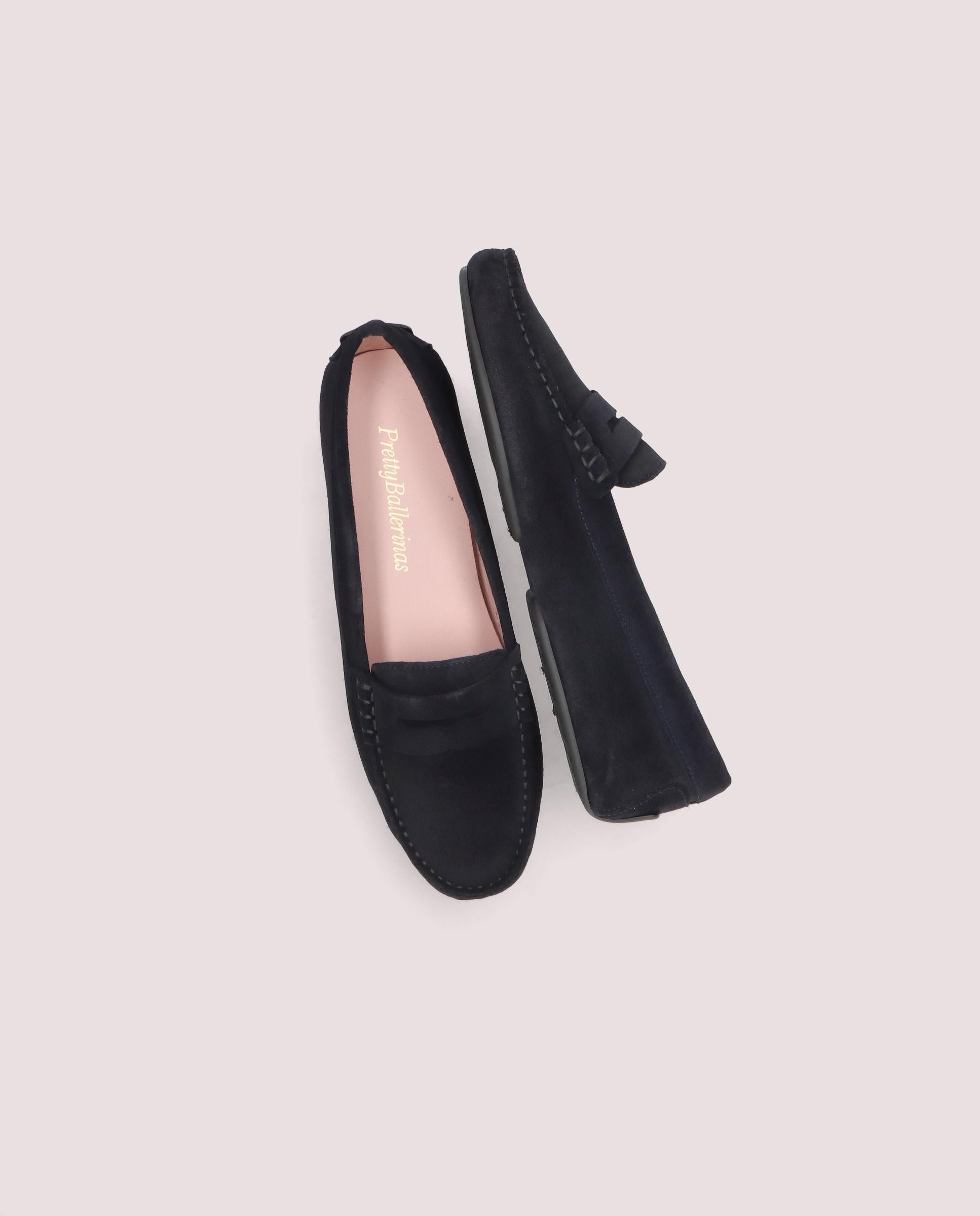 Josephine moccasin in navy blue suede