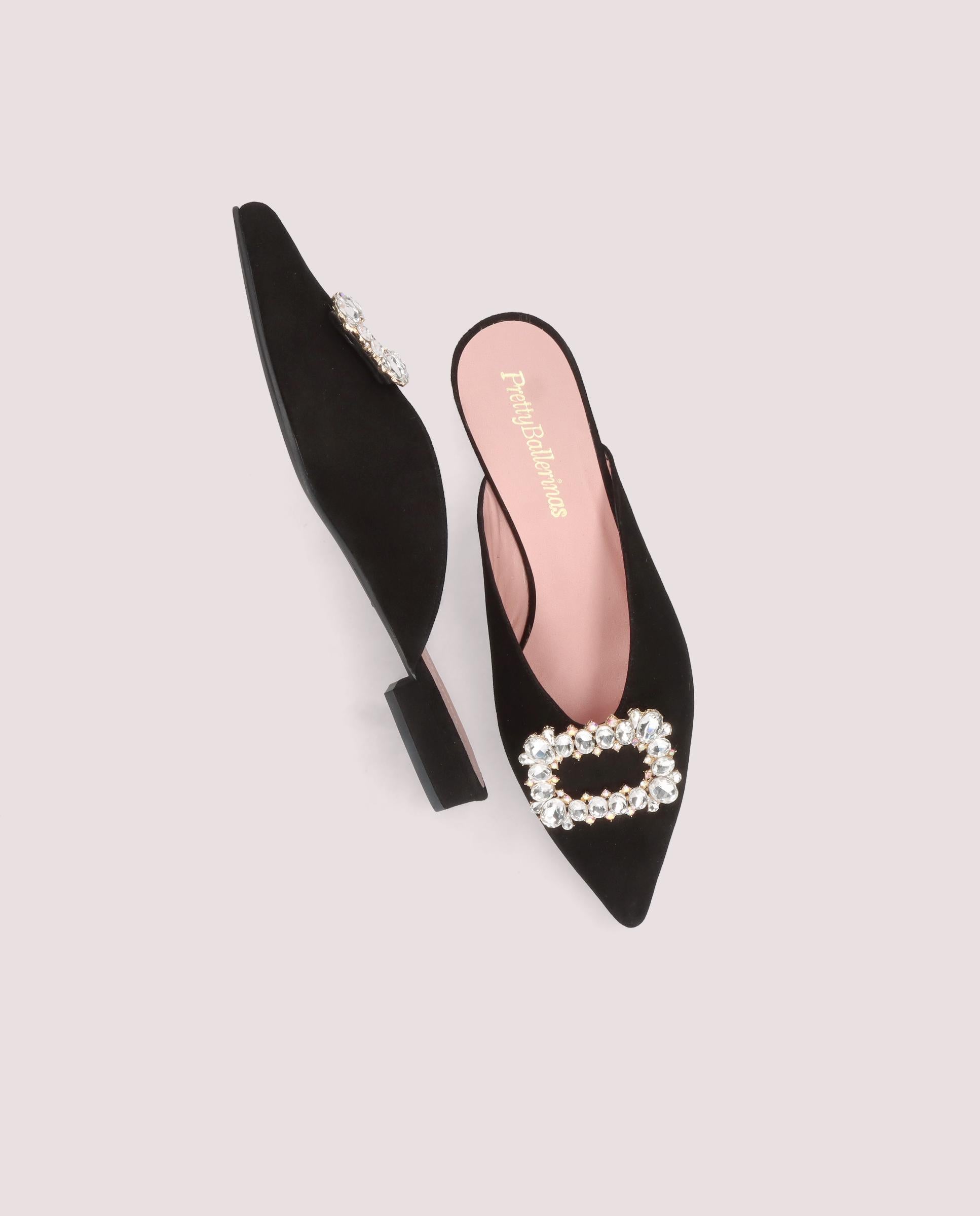 Clementine mule in soft black suede