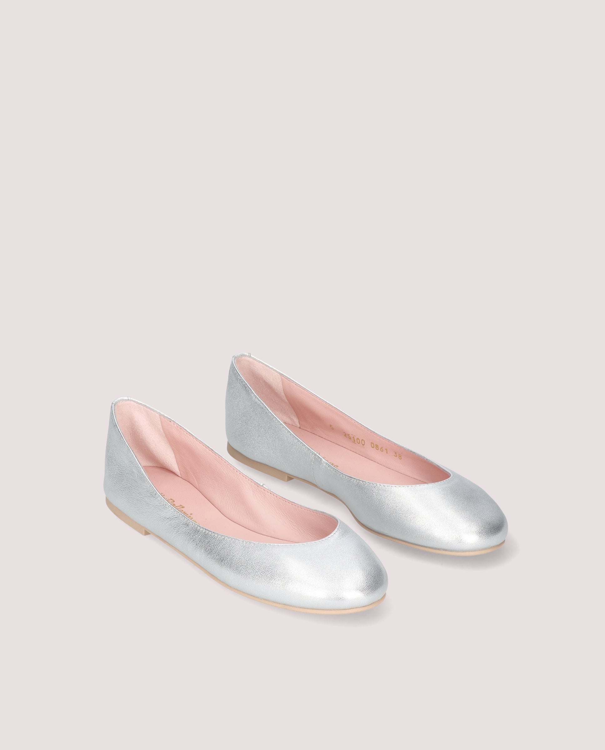 Image of Rosario ballerina in silver metallic leather by PrettyBallerinas