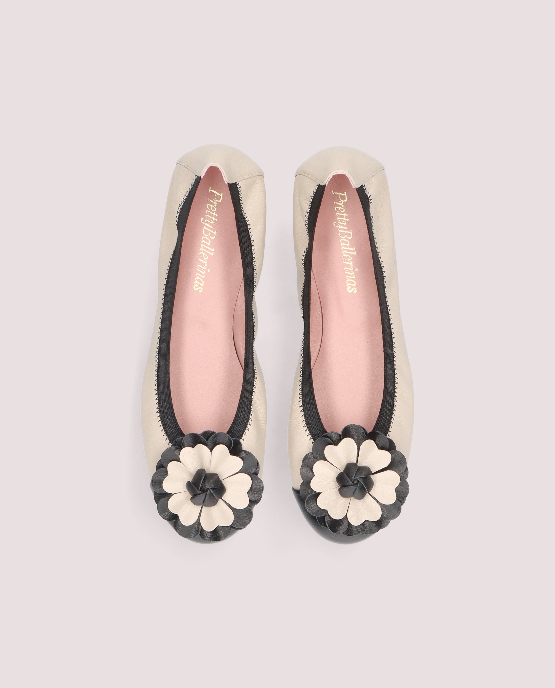Shirley ballerina in soft ivory leather