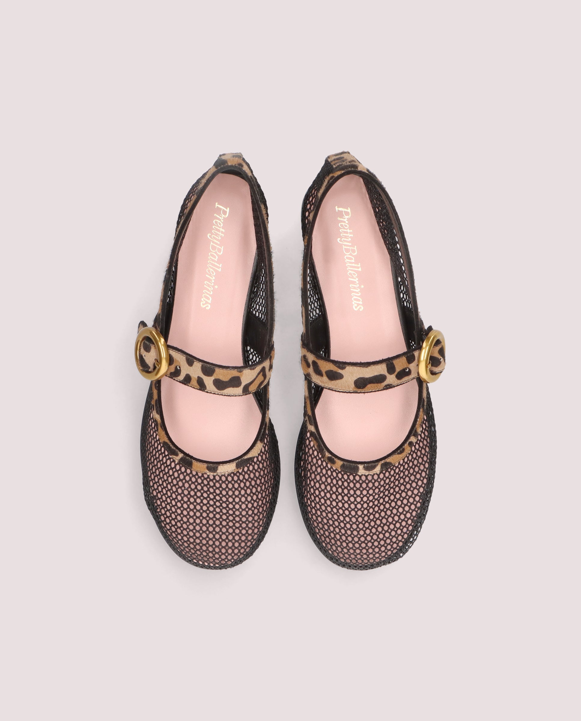 Pretty Ballerinas メッシュレオパードリボンシューズ Ballerina Georgia in mesh and leopard print