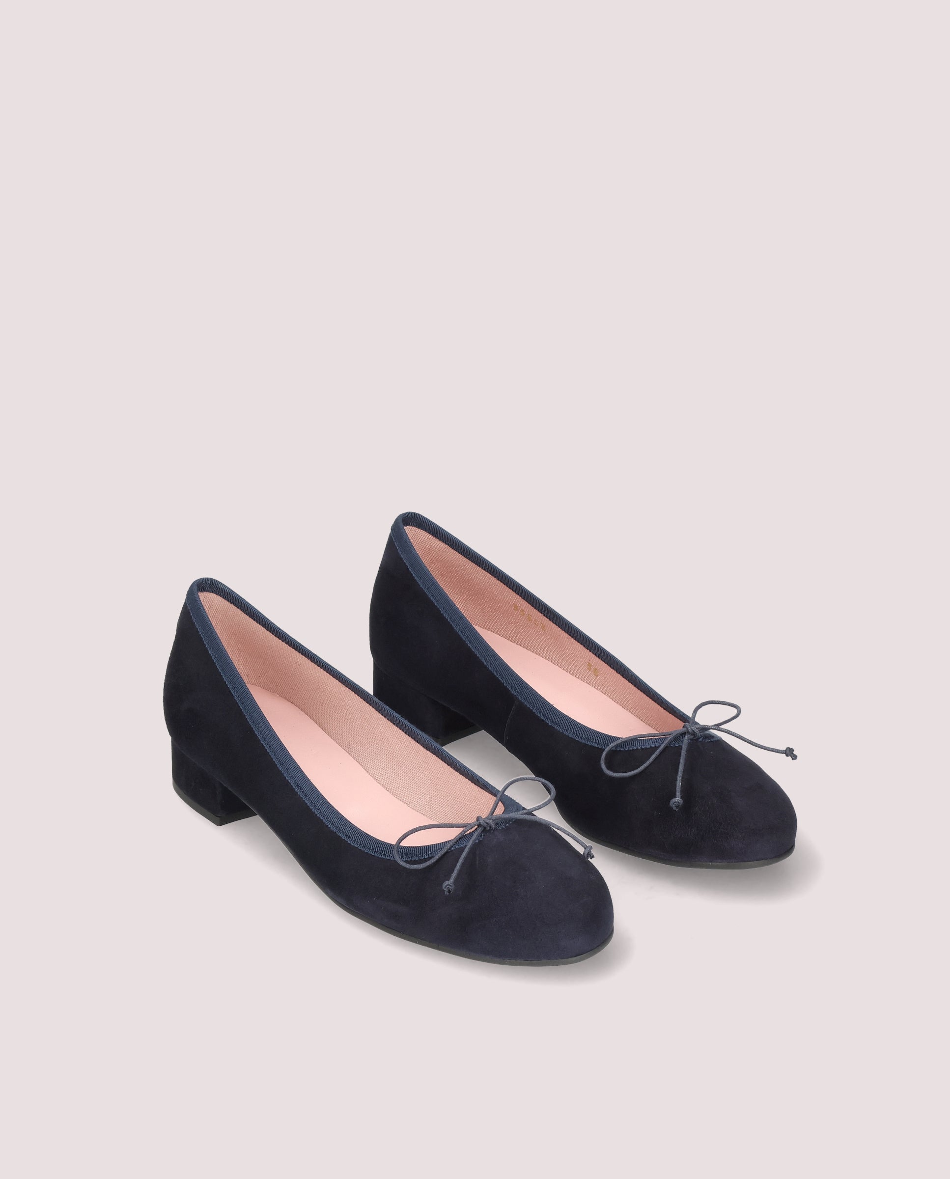 Image of Gretschen ballerina in soft navy blue suede by PrettyBallerinas