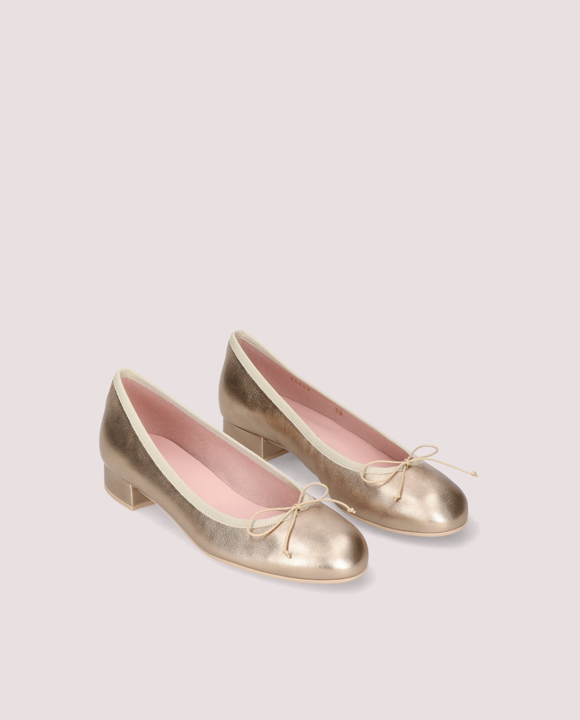 Image of Gretschen ballerina in nude metallic leather by PrettyBallerinas
