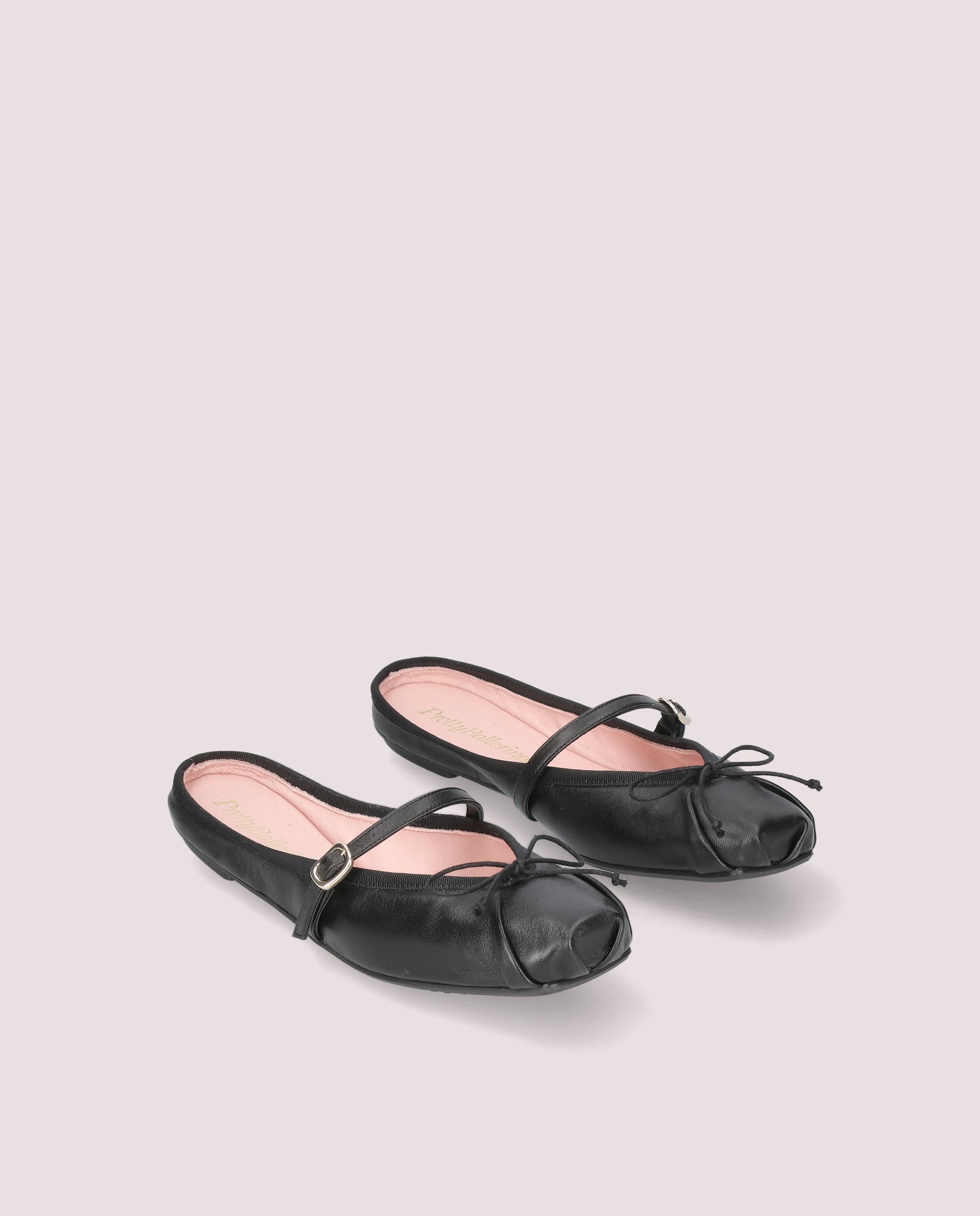 Image of Kristen mules in black leather by PrettyBallerinas