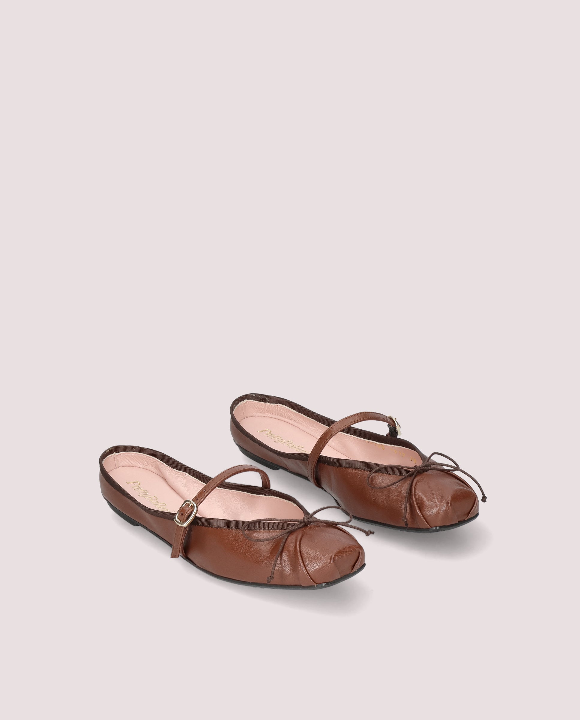 Image of Kristen mules in brown leather by PrettyBallerinas