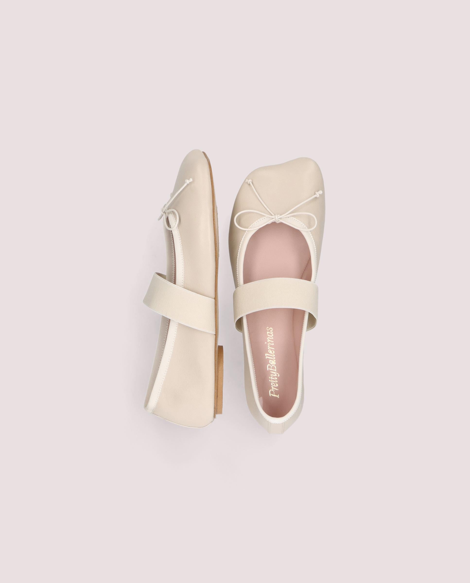 Yuma ballerina in beige leather