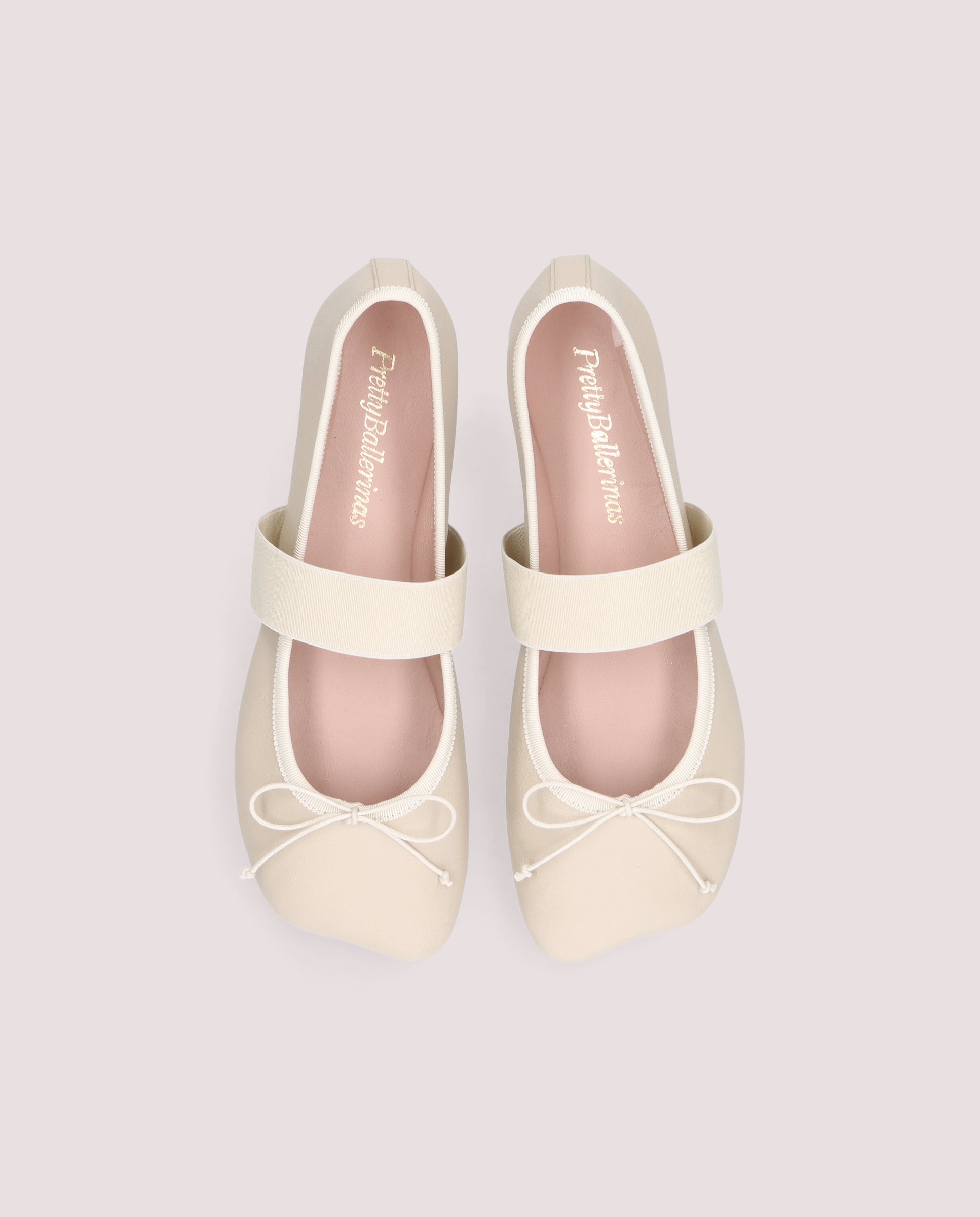 Yuma ballerina in beige leather