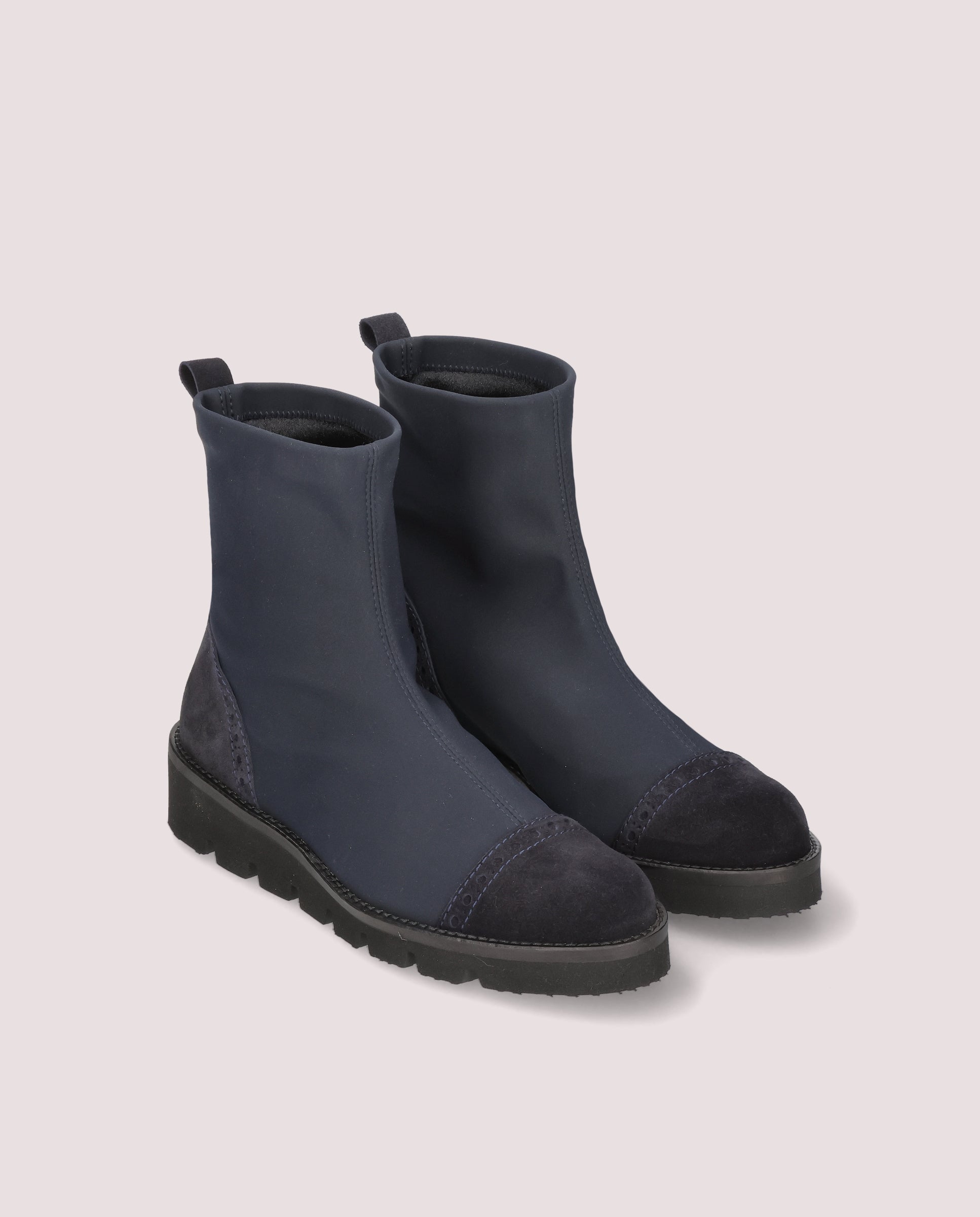 Image of Bette ankle boot in navy blue textile by PrettyBallerinas