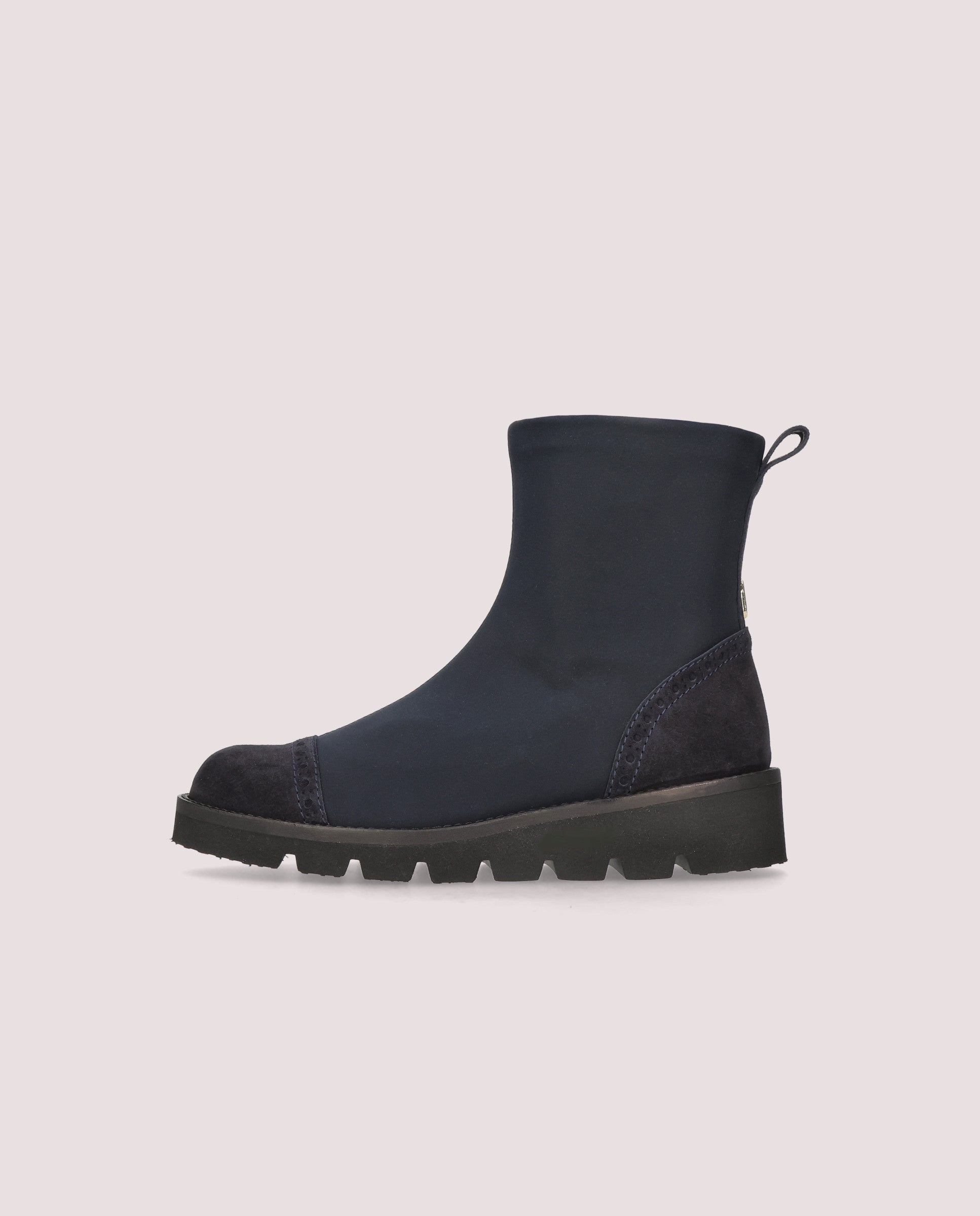 Bette ankle boot in navy blue textile