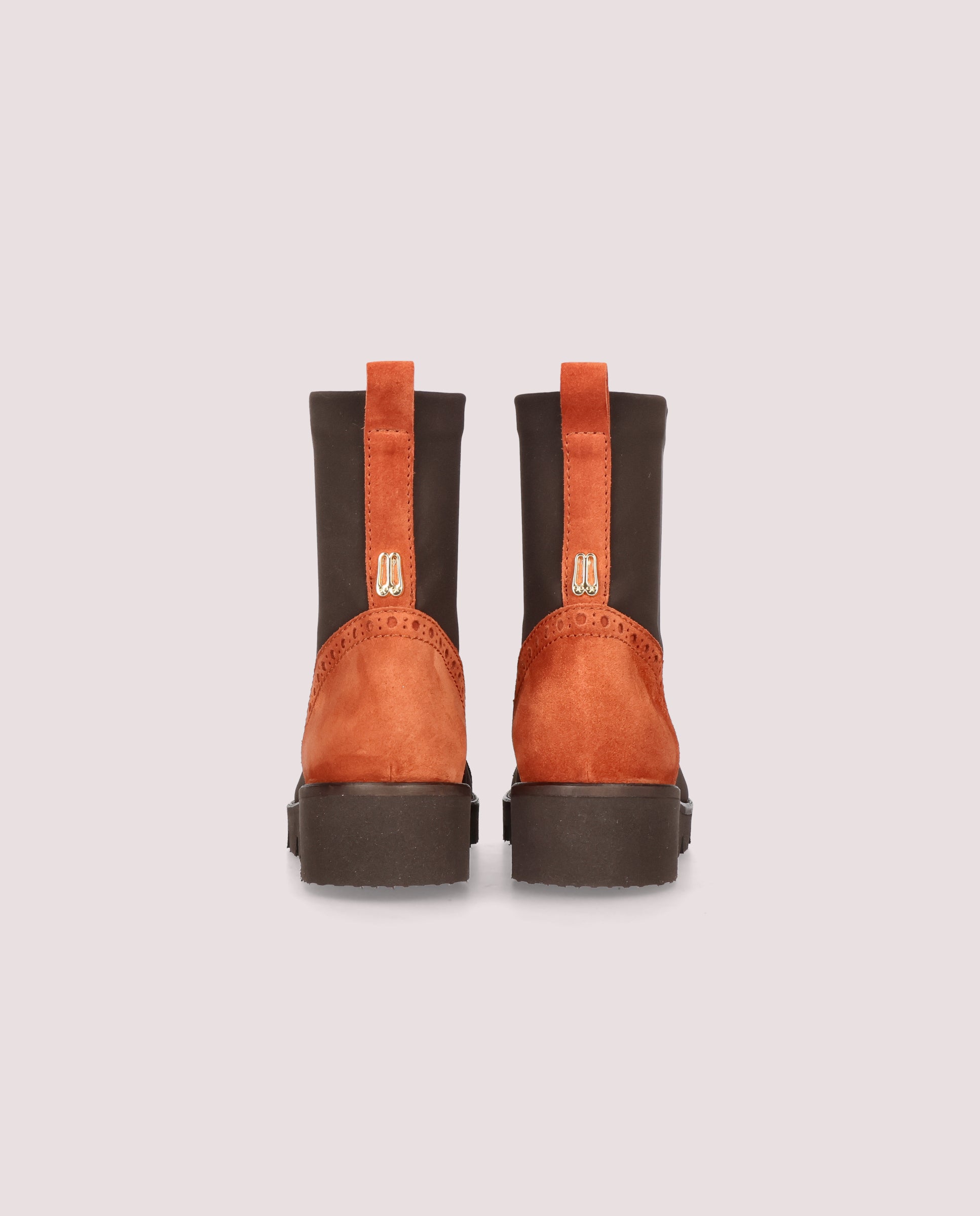 Bette ankle boot in brown elasticated textile