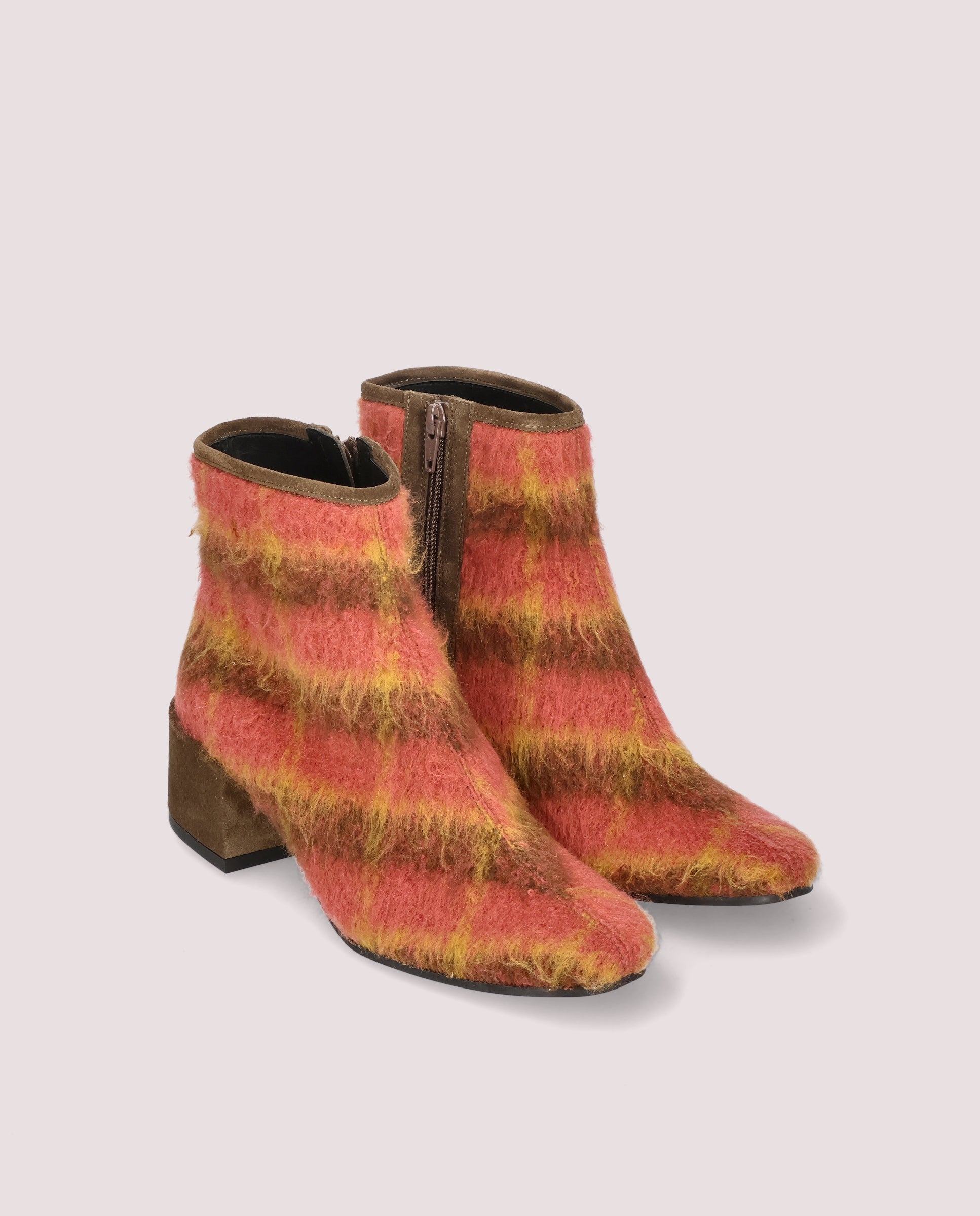 Image of Jendayi ankle boot in tartan printed textile by PrettyBallerinas