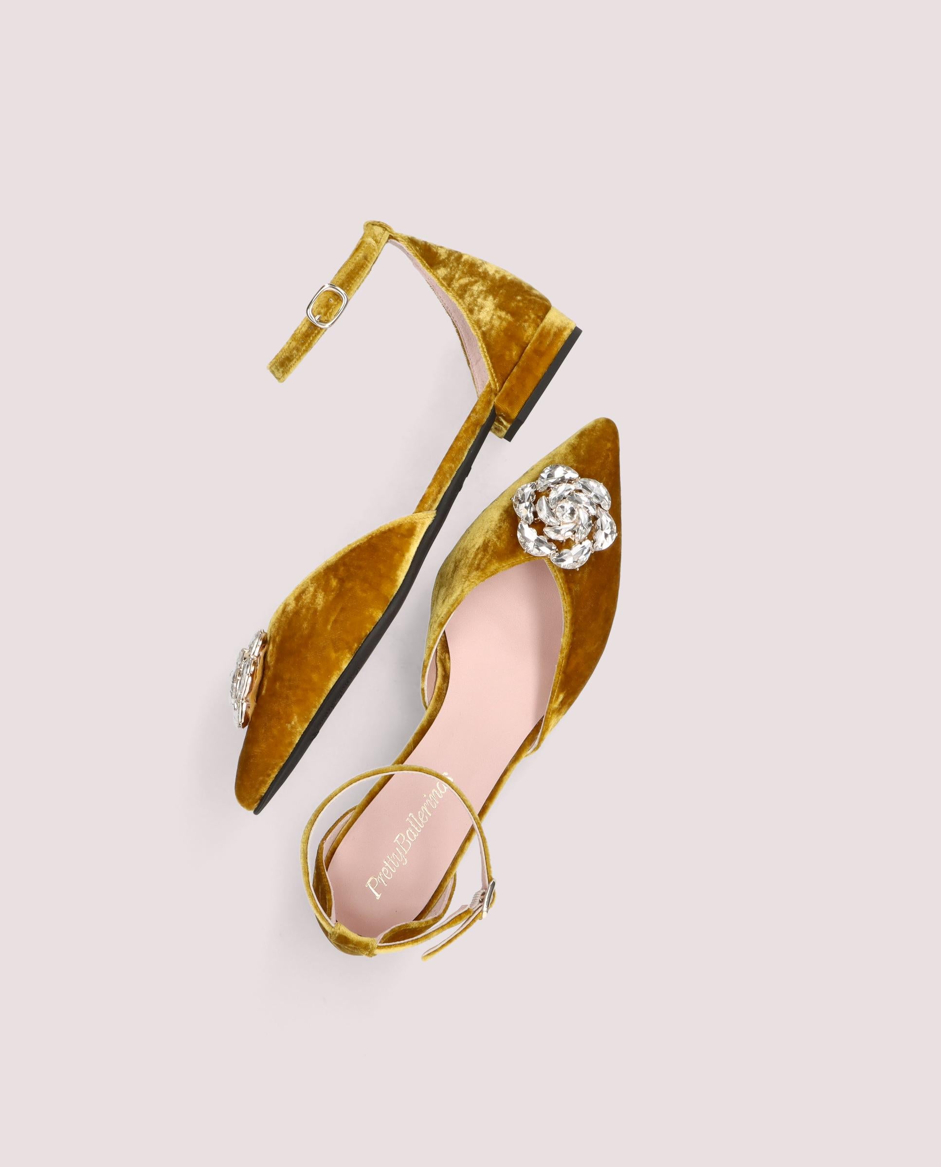 Clementine ballerina in ochre velvet