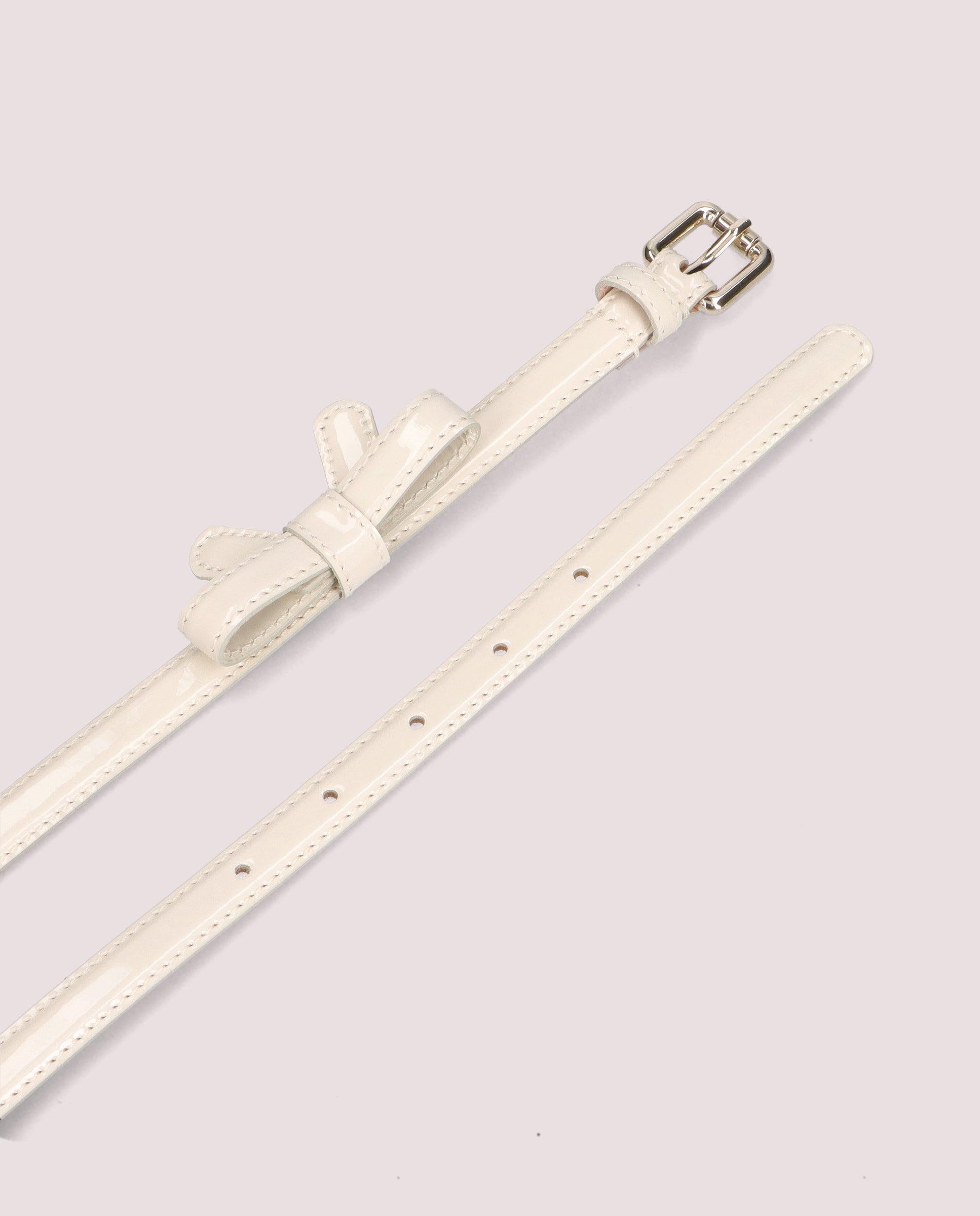 Ivory patent leather belt