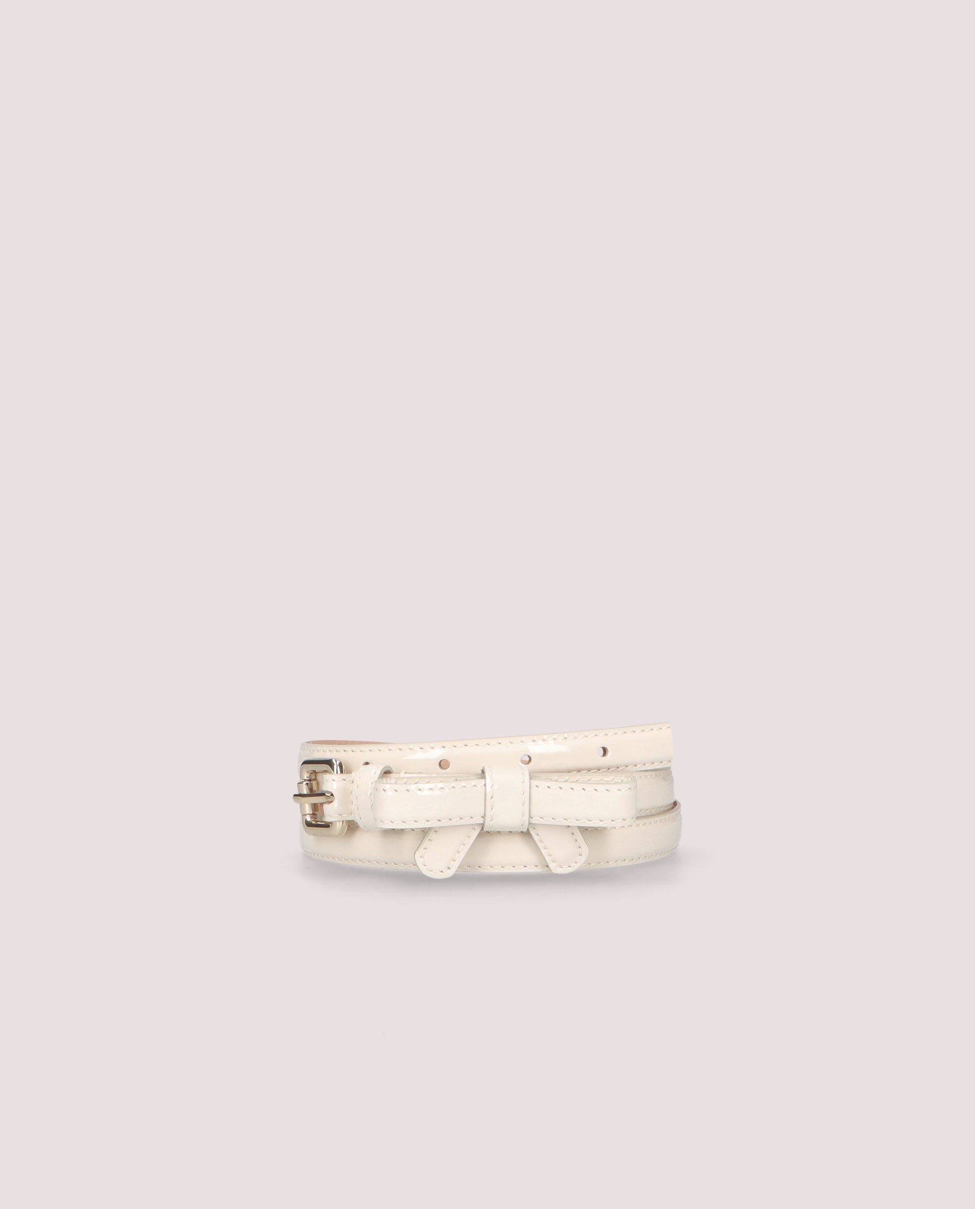 Ivory patent leather belt