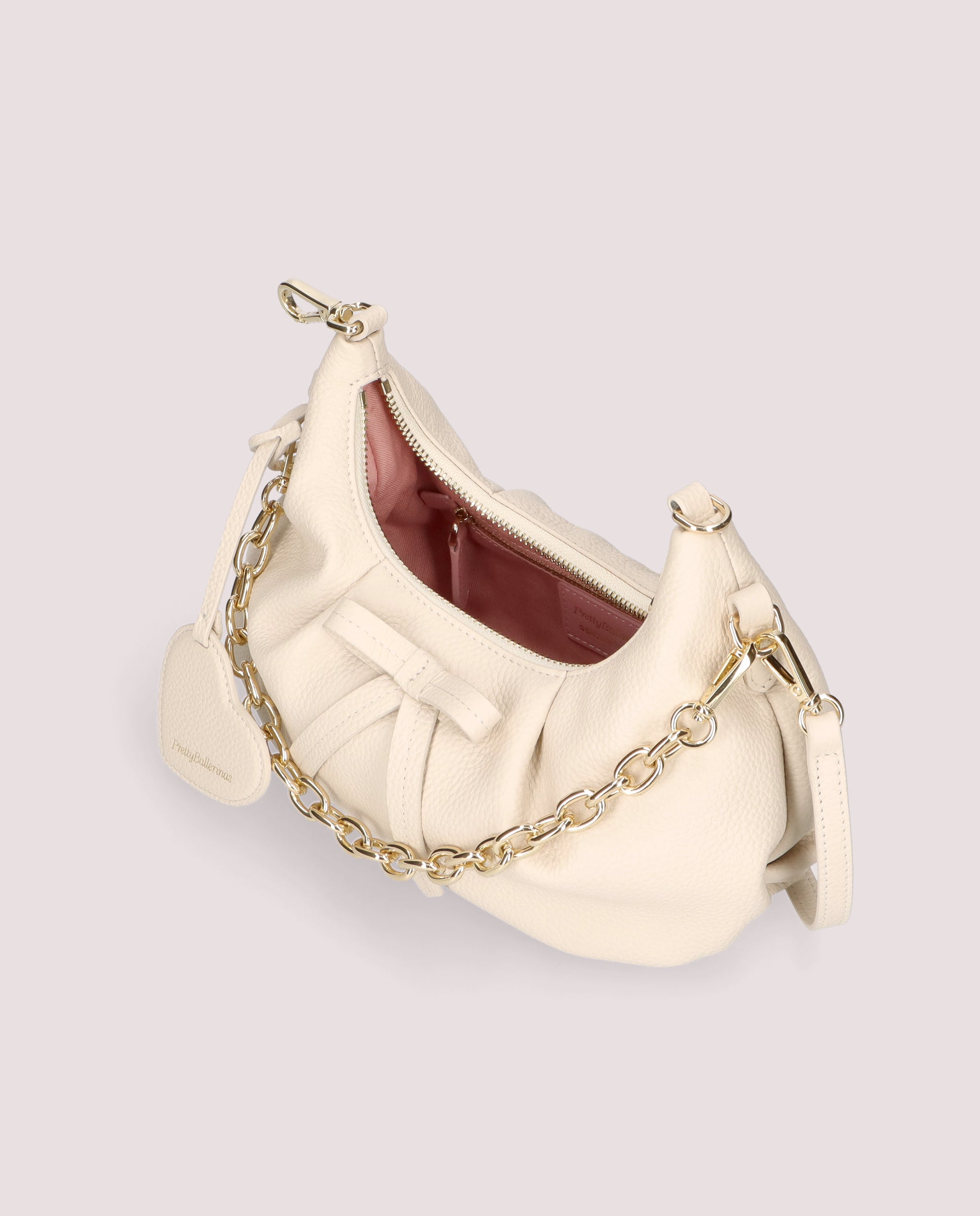 Mini Ballerina Bag aus elfenbeinfarbenem Leder