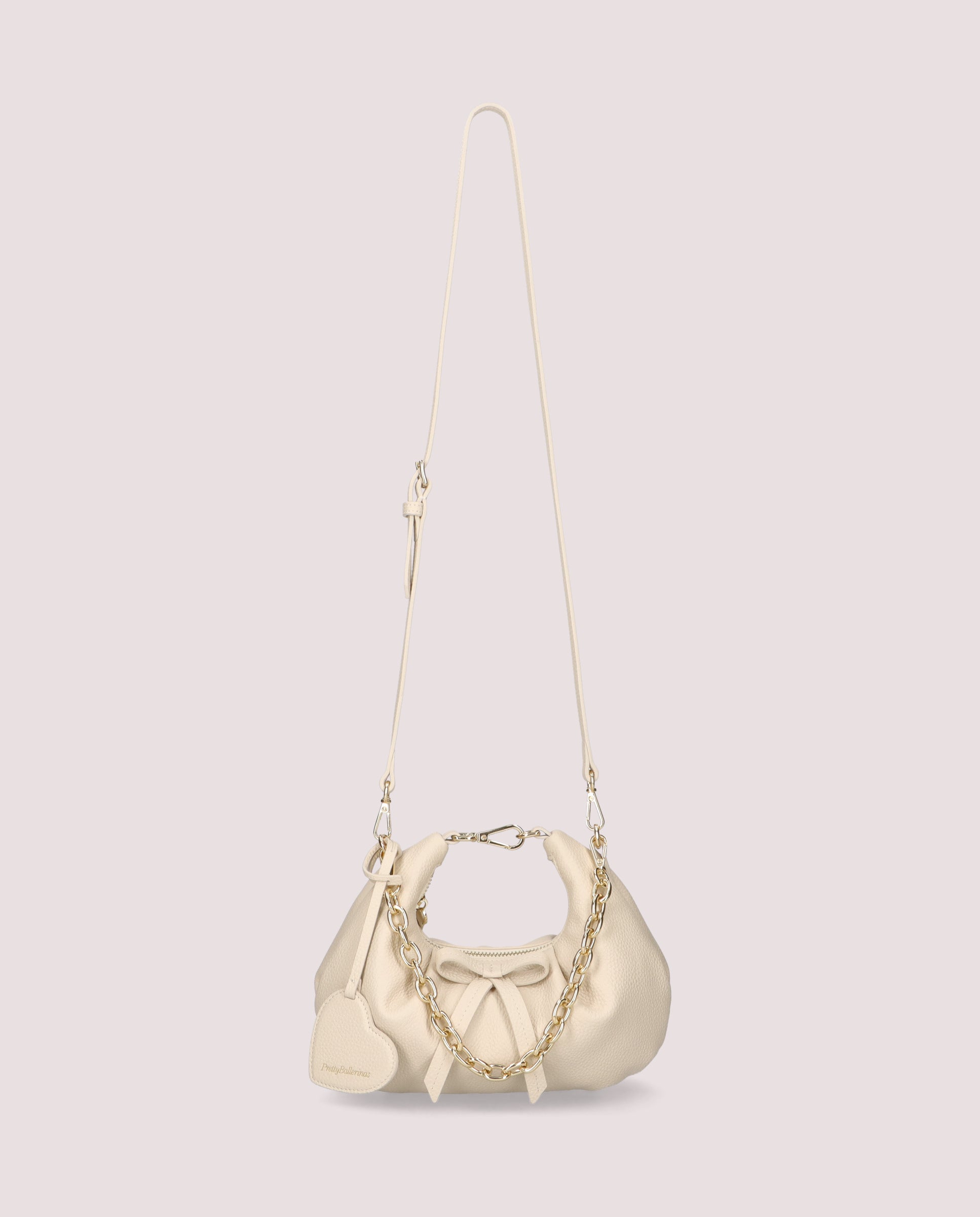 Mini Ballerina Bag aus elfenbeinfarbenem Leder