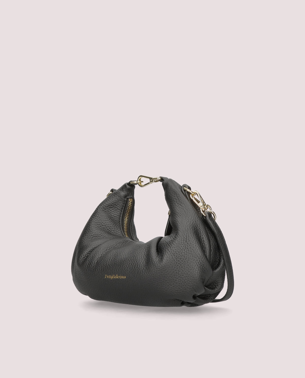Mini ballerina tasche in schwarzem leder