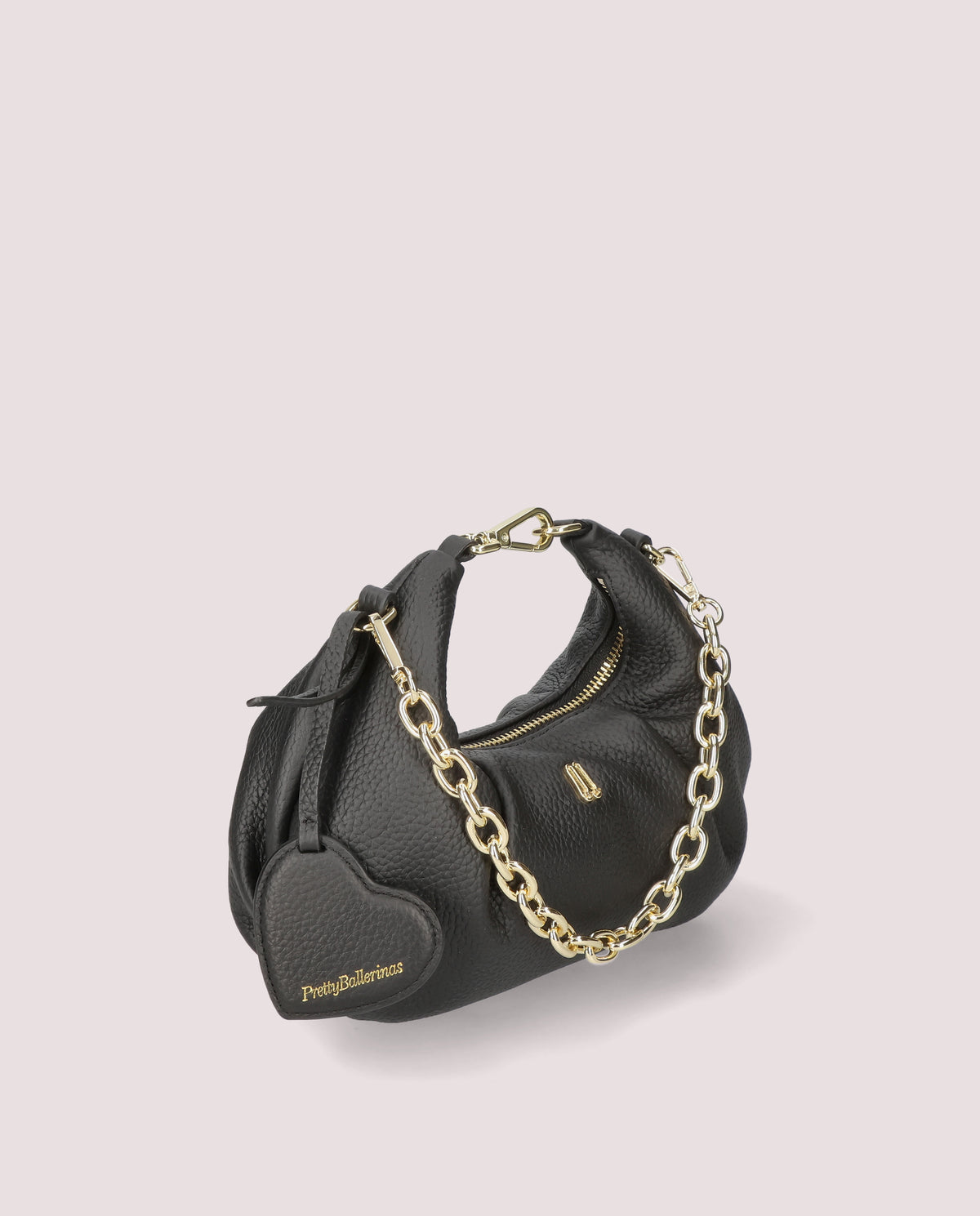 Mini ballerina tasche in schwarzem leder